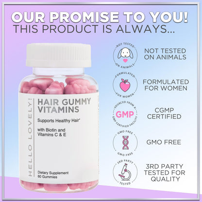 Hello Lovely! Hair Vitamins Gummies with Biotin 5000 mcg Vitamin E & C Support Hair Growt Hello Lovely!US supplements