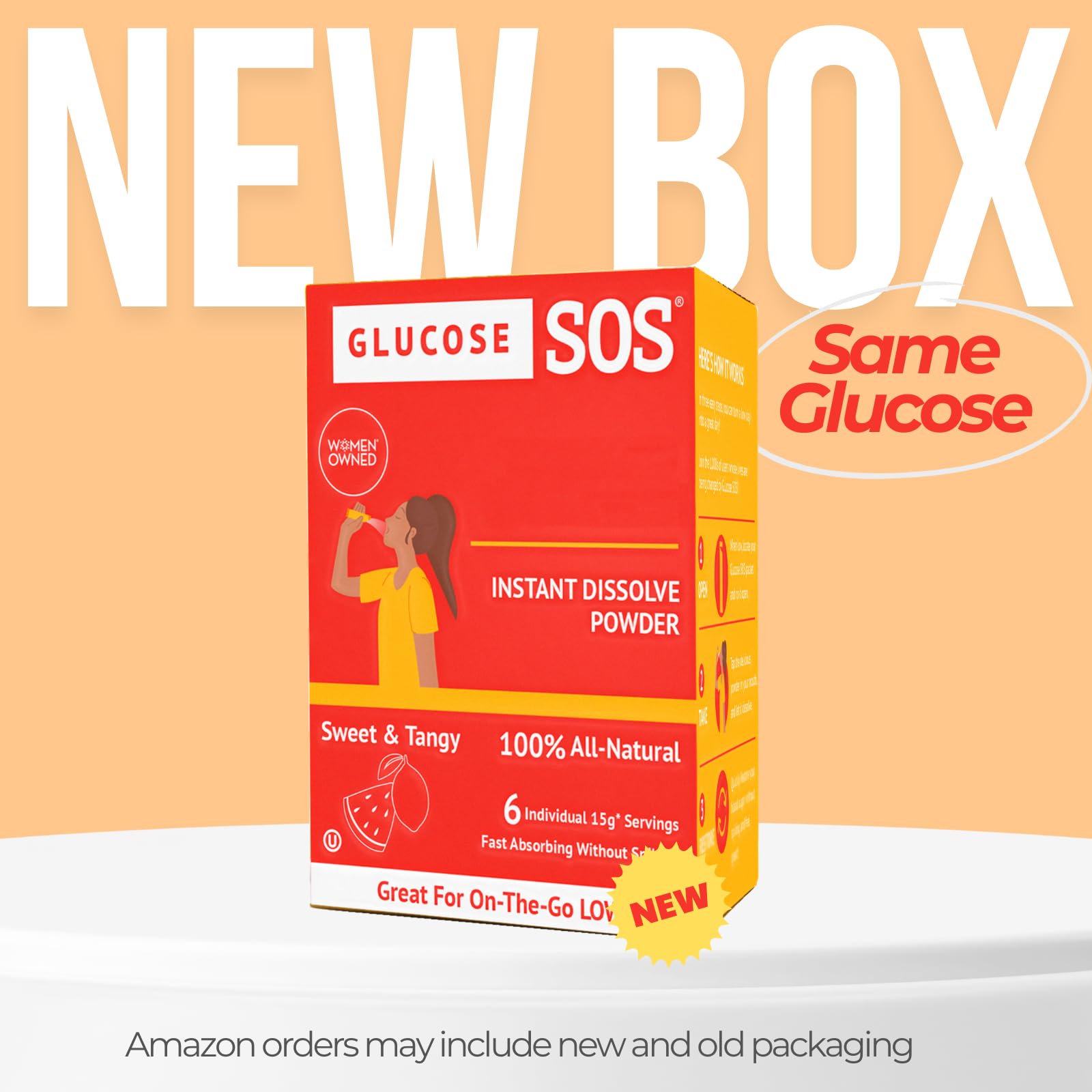 Glucose SOS Glucose Powder Packets with Natural Dextrose, Fast-Absorption That Instantly Dissolves in Your Mouth with No Water Needed, Sweet & Tangy 12 Servings Glucose SOSAu supplements