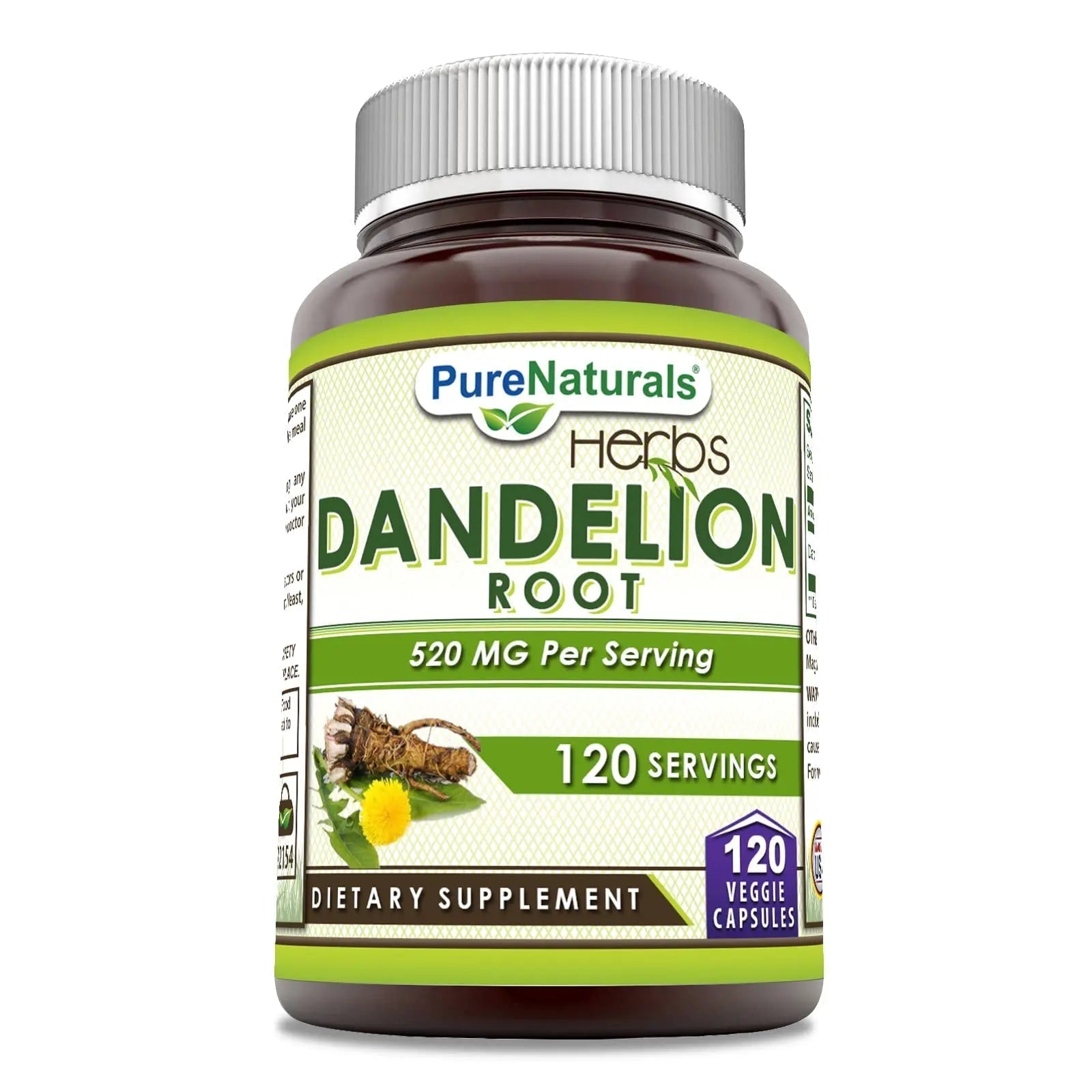 Pure Naturals Dandelion Root 520 mg Per Serving 120 Veggie Capsules Supplement | Non-GMO | Gluten Free | Made in USA Pure NaturalsAu supplements