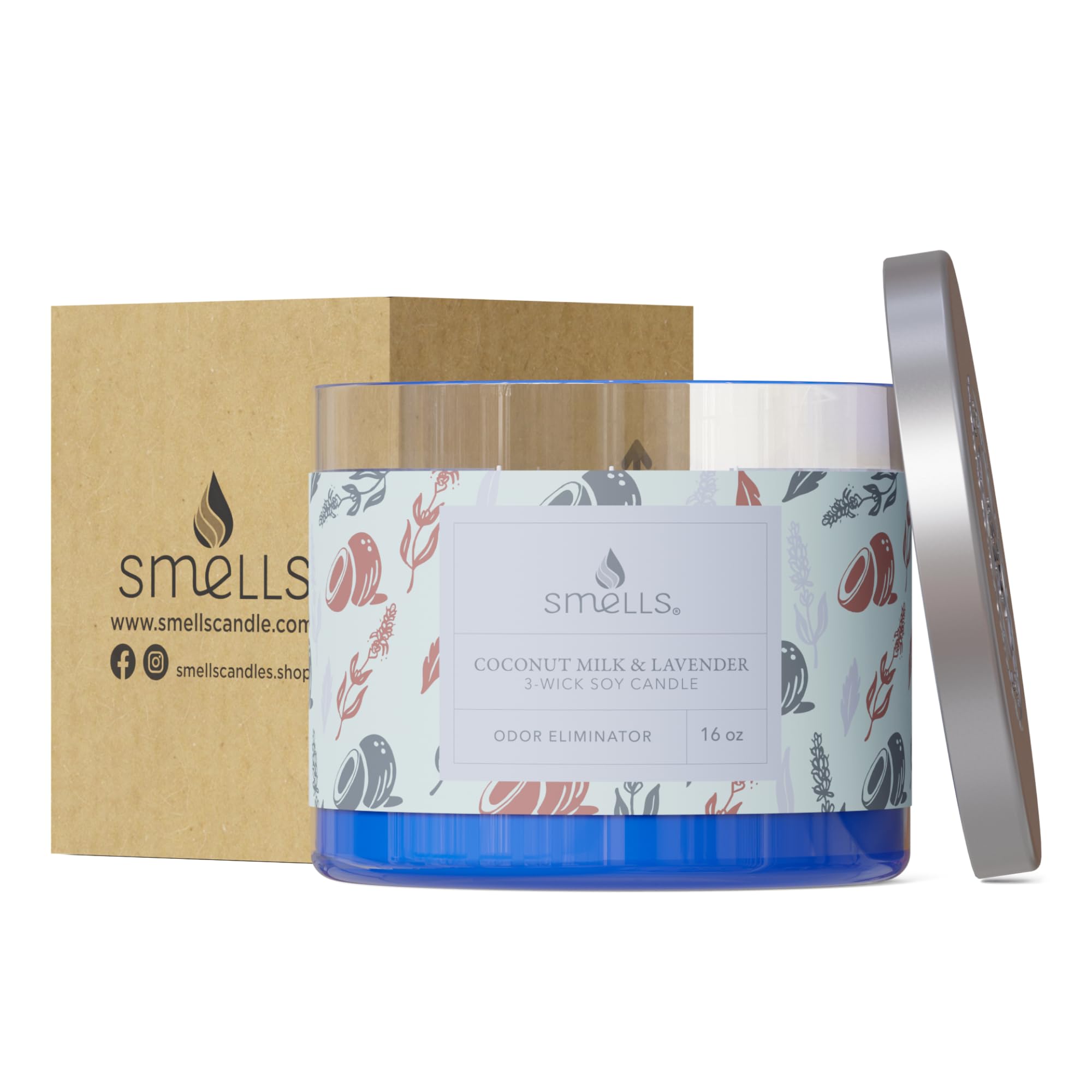 Smells - Odor Eliminator - Premium Soy Wax Jar Scented Candle 12oz. and 16oz. - 100% Cotton Single Wick SmellSAu supplements