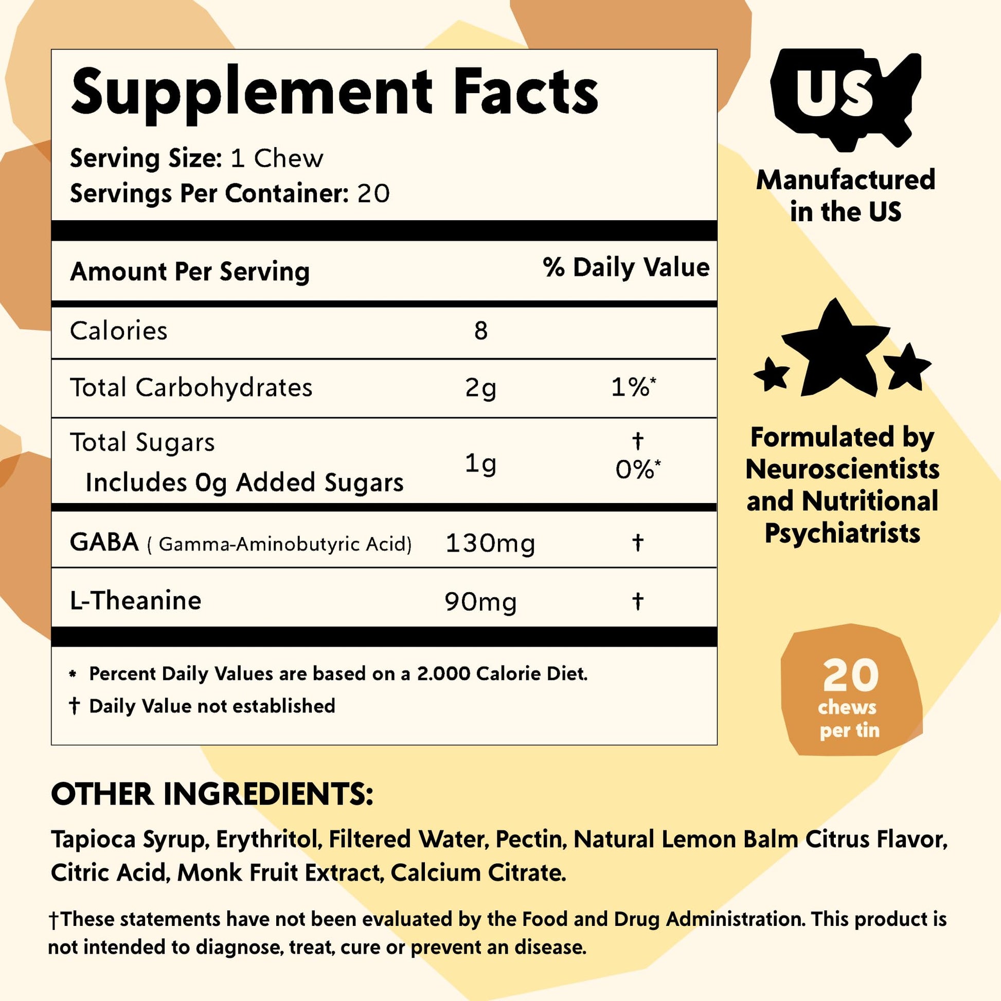 PYM Citrus Mood Chews Support for Stress, Worry & Overwhelm, 120 Count | 130mg GABA, 90mg L-Theanine | Vegan, Non-GMO, Gluten-Free, No Added Sugar | All-Natural Mood Balance Supplement Made in USA PYM HealthAu supplements