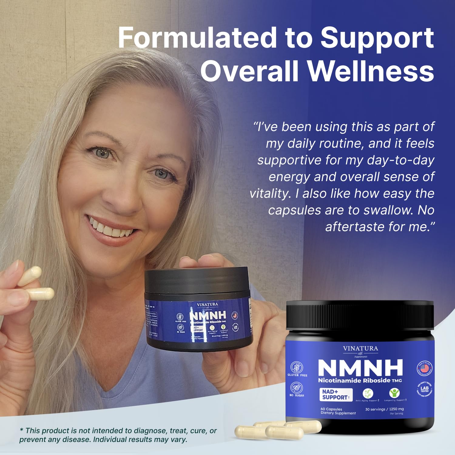 VINATURA NMNH (NMN Supplement Alternative) Nicotinamide Riboside & TMG - NAD Supplement for Anti-Aging - 60 Capsules VINATURAAu supplements