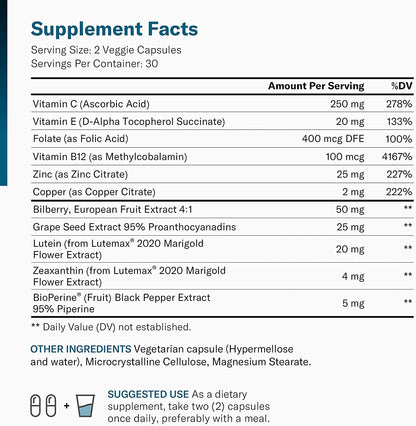 Areds 2 Eye Vitamins - Lutein, Zeaxanthin & Bilberry Extract - Supports Eye Physician's CHOICEUS supplements