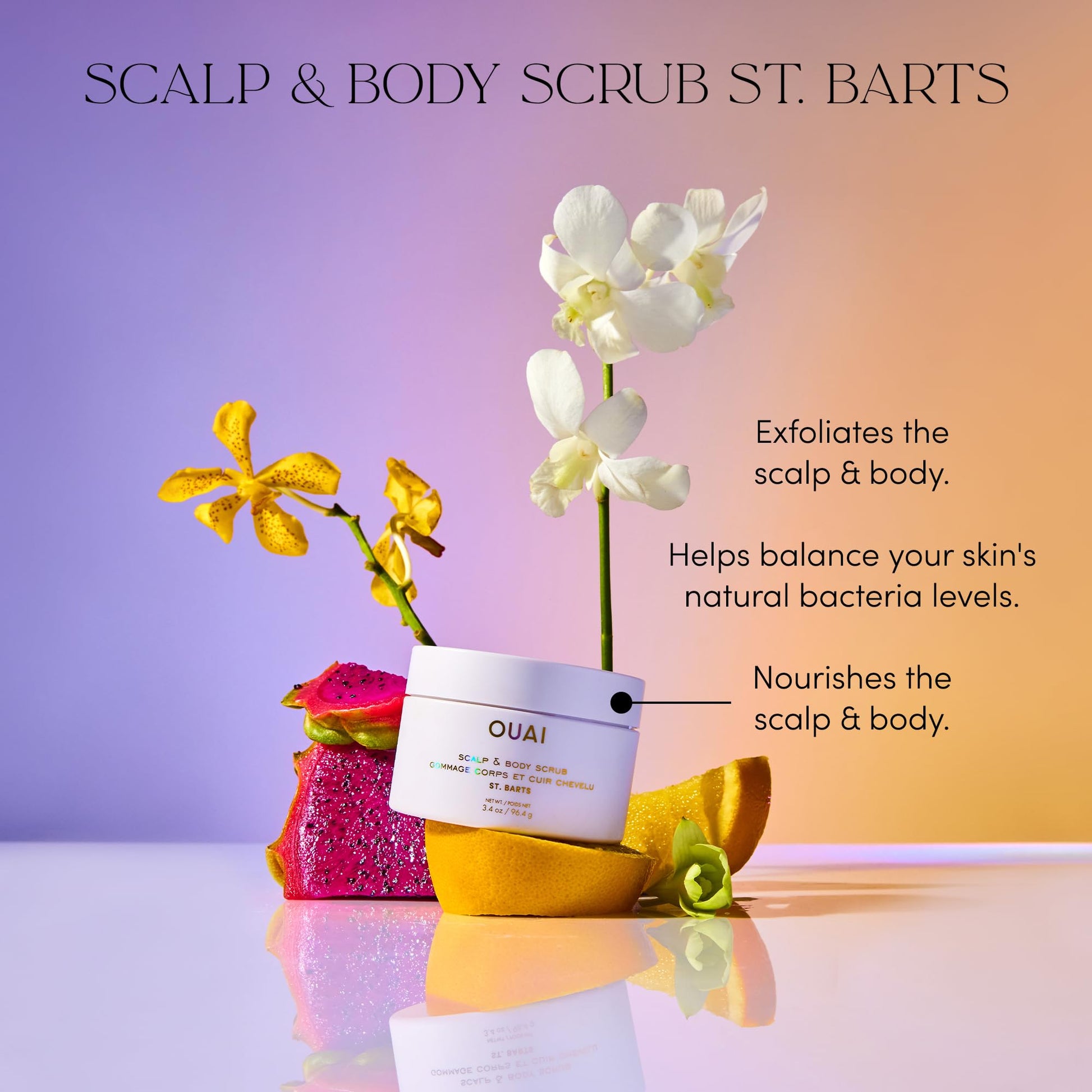 OUAI Scalp & Body Scrub, St. Barts Travel Size - Exfoliating Body Scrub with Sugar & Coconut Oil Blend for Smooth, Moisturized Skin - Gentle Scalp Exfoliator for Removing Product Build Up (3.4 oz) OUAIAu supplements