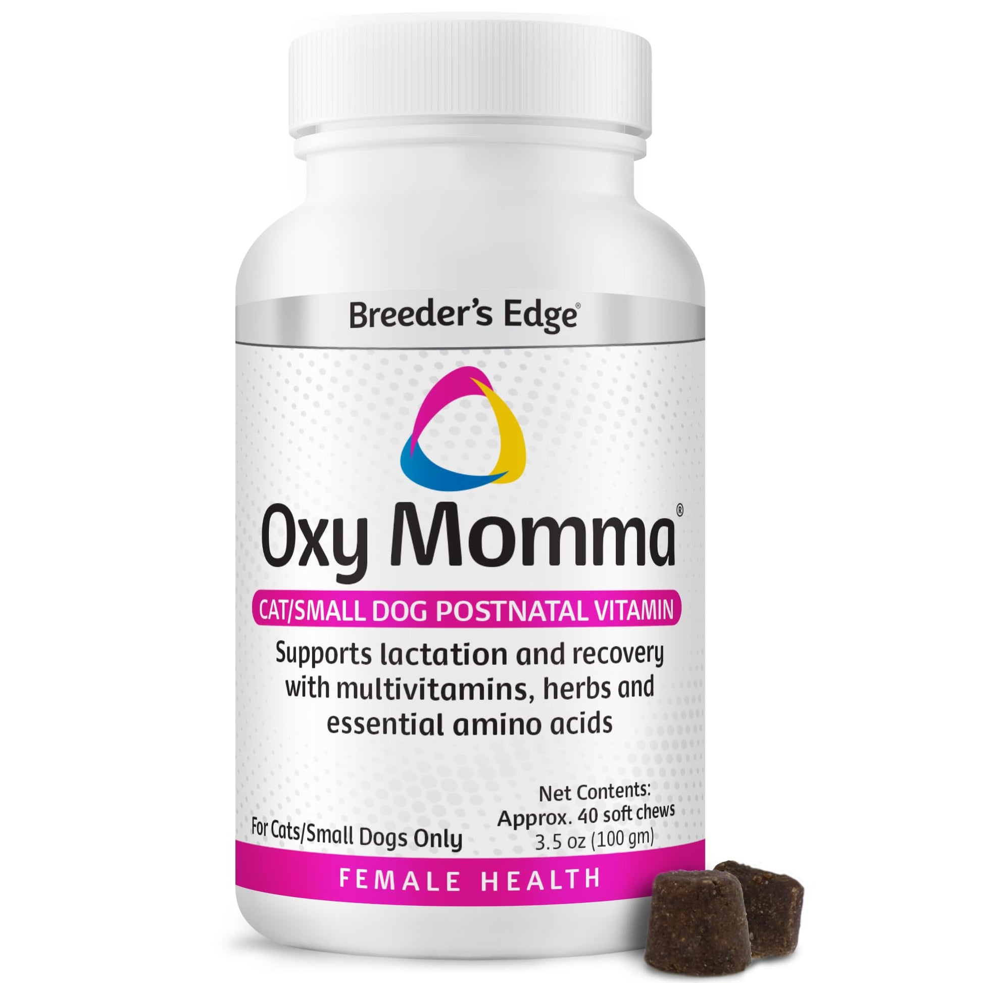 Breeder's Edge Oxy Momma Soft Chews, Postnatal Vitamin Supplement for Lactating Dogs and Cats, Supports Recovery, Hormones, and Next Pregnancy - for Small Dogs & Cats, 40ct Soft Chews Revival Animal HealthAu supplements