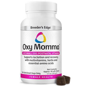 Breeder's Edge Oxy Momma Soft Chews, Postnatal Vitamin Supplement for Lactating Dogs and Cats, Supports Recovery, Hormones, and Next Pregnancy - for Small Dogs & Cats, 40ct Soft Chews Revival Animal HealthAu supplements