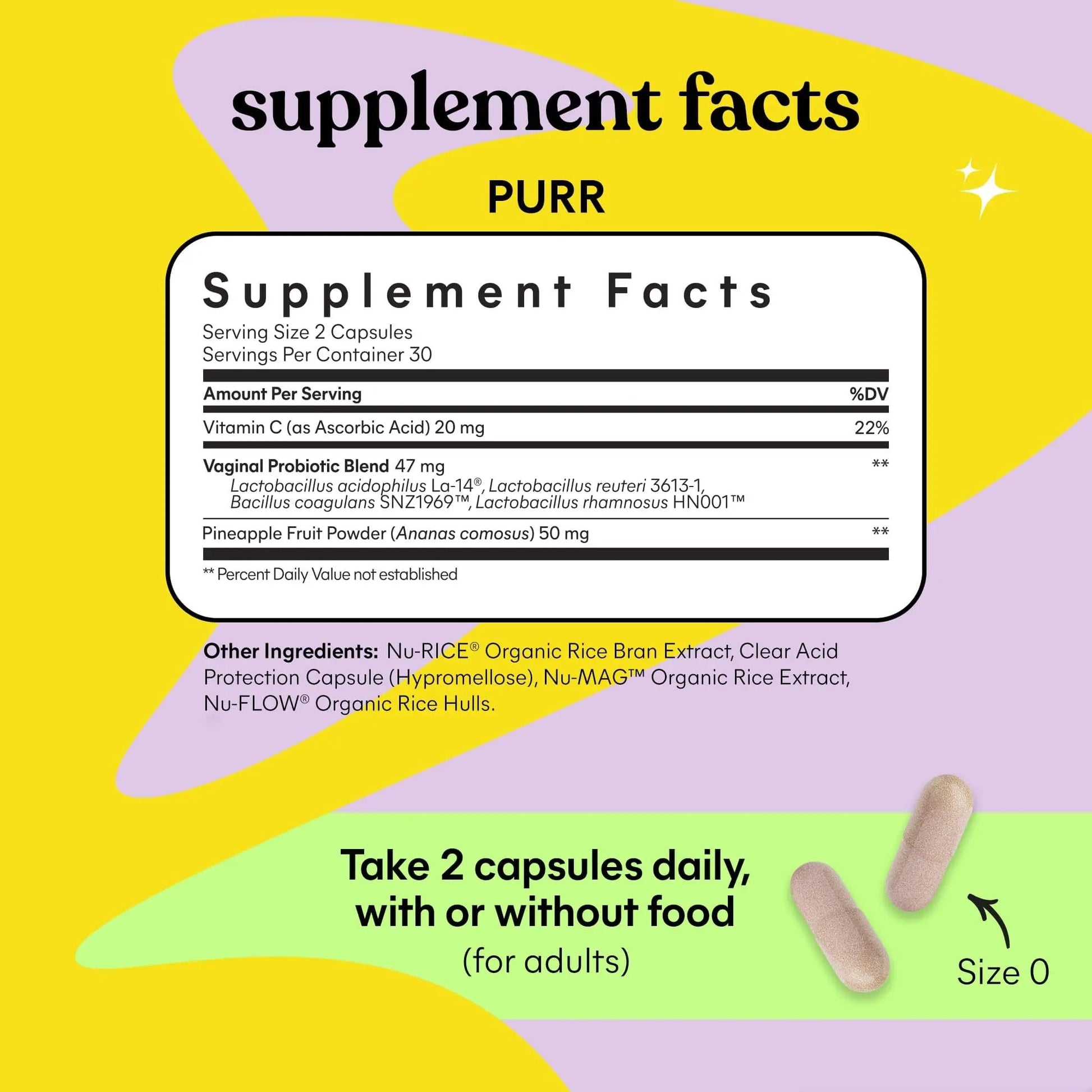 Lemme Purr Vaginal Probiotics for Women - Promotes pH Balance, Healthy Vaginal Odor & Urinary Tract Health w/Lactobacillus Blend, Clinically Tested Strains, Pineapple & Vitamin C - 60 Veggie Capsules LemmeAu supplements
