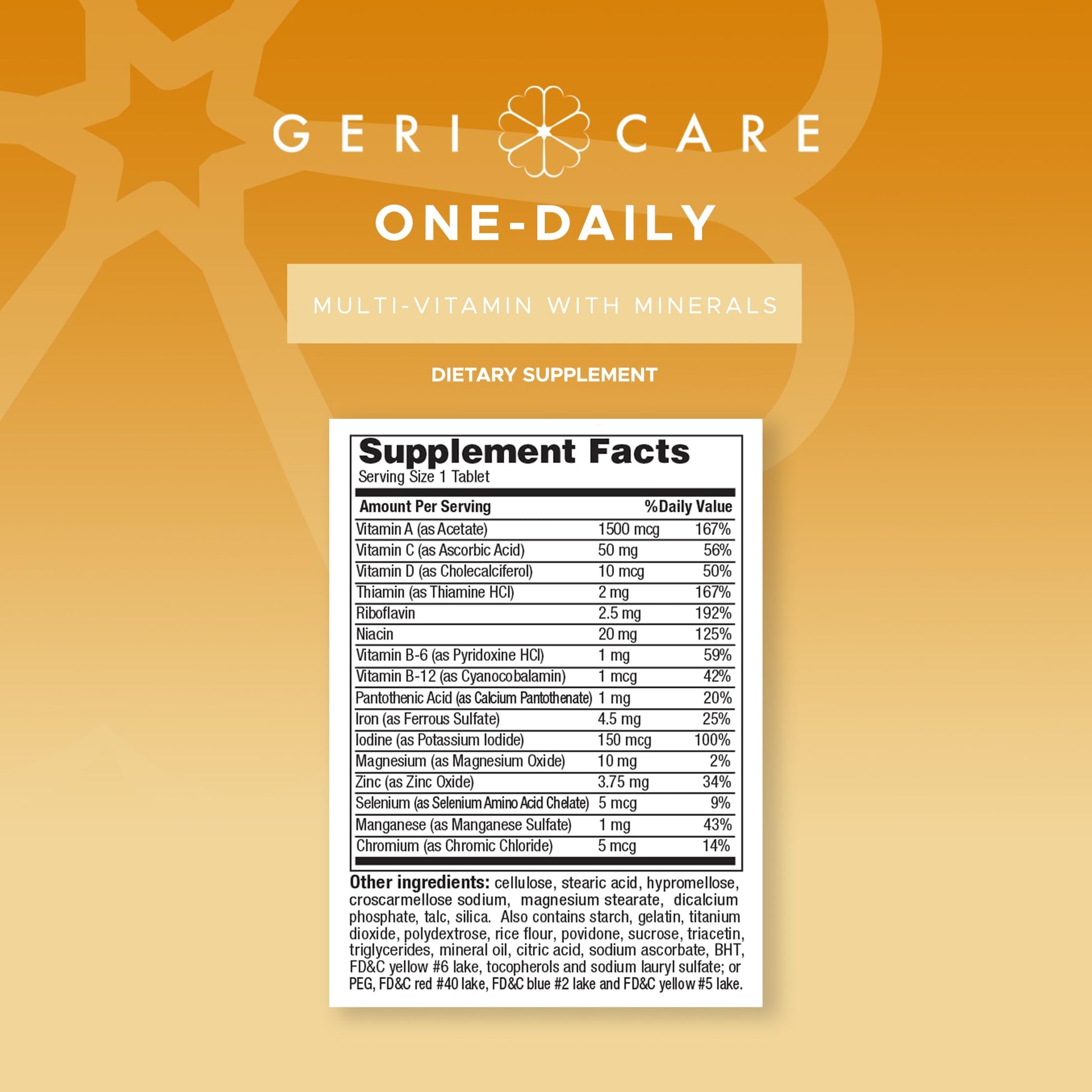 One-Daily Multivitamins with Minerals for Men & Women (100 Tablets) by GeriCare| High-Potency Multi-Vitamin & Multimineral Dietary Supplement for Immunity, Energy| Complete Daily Nutritional Support GeriCareAu supplements