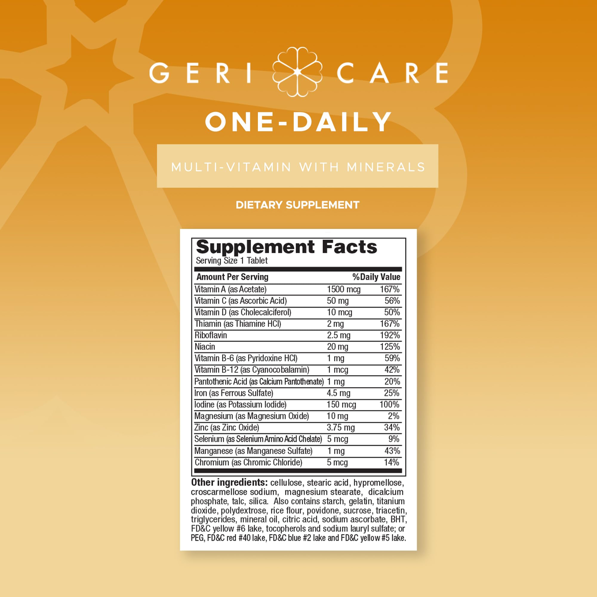 One-Daily Multivitamins with Minerals for Men & Women (100 Tablets) by GeriCare| High-Potency Multi-Vitamin & Multimineral Dietary Supplement for Immunity, Energy| Complete Daily Nutritional Support GeriCareAu supplements