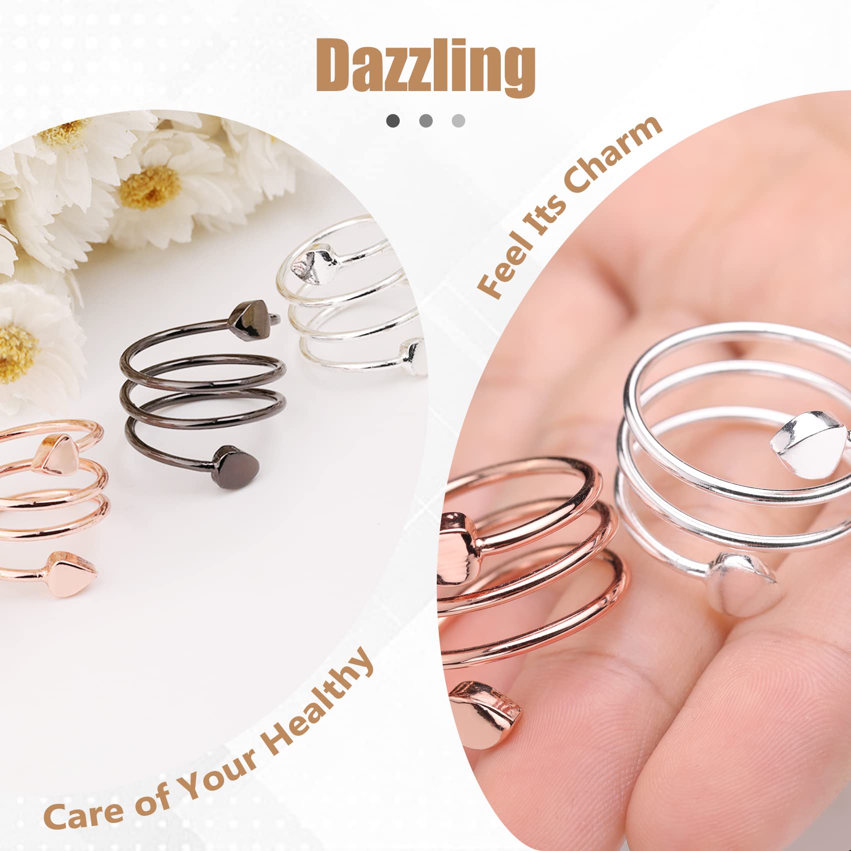 Jecanori Copper Rings for Women,Magnetic Ring Adjustable Love Heart Copper Rings JecanoriUS supplements