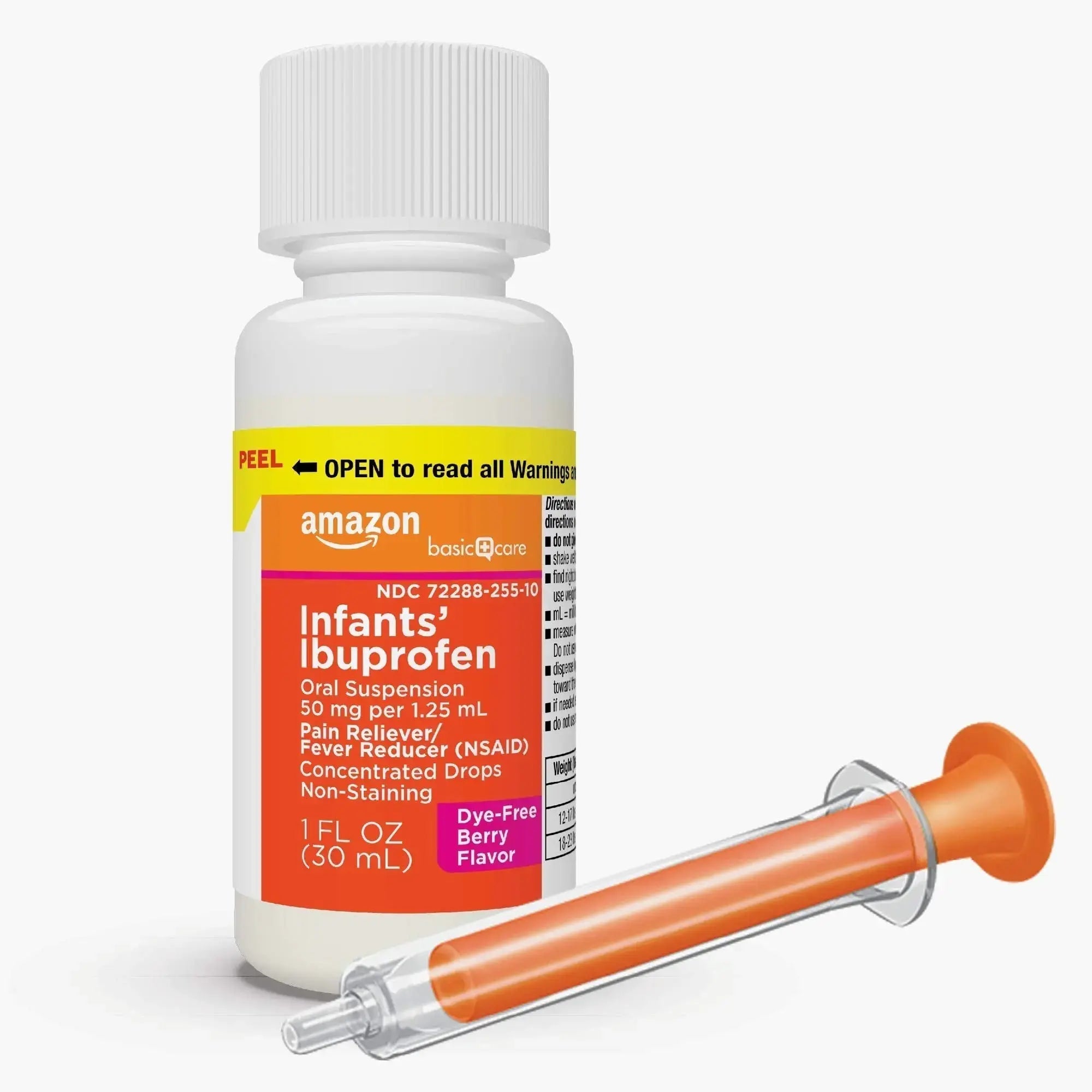 Amazon Basic Care Infants' Ibuprofen Oral Suspension, Pain Reliever and Fever Reducer, 50 mg/1.25 mL, Berry Flavor Concentrated Drops, Dye-Free, 1 fl oz (Pack of 1) Amazon Basic CareAu supplements