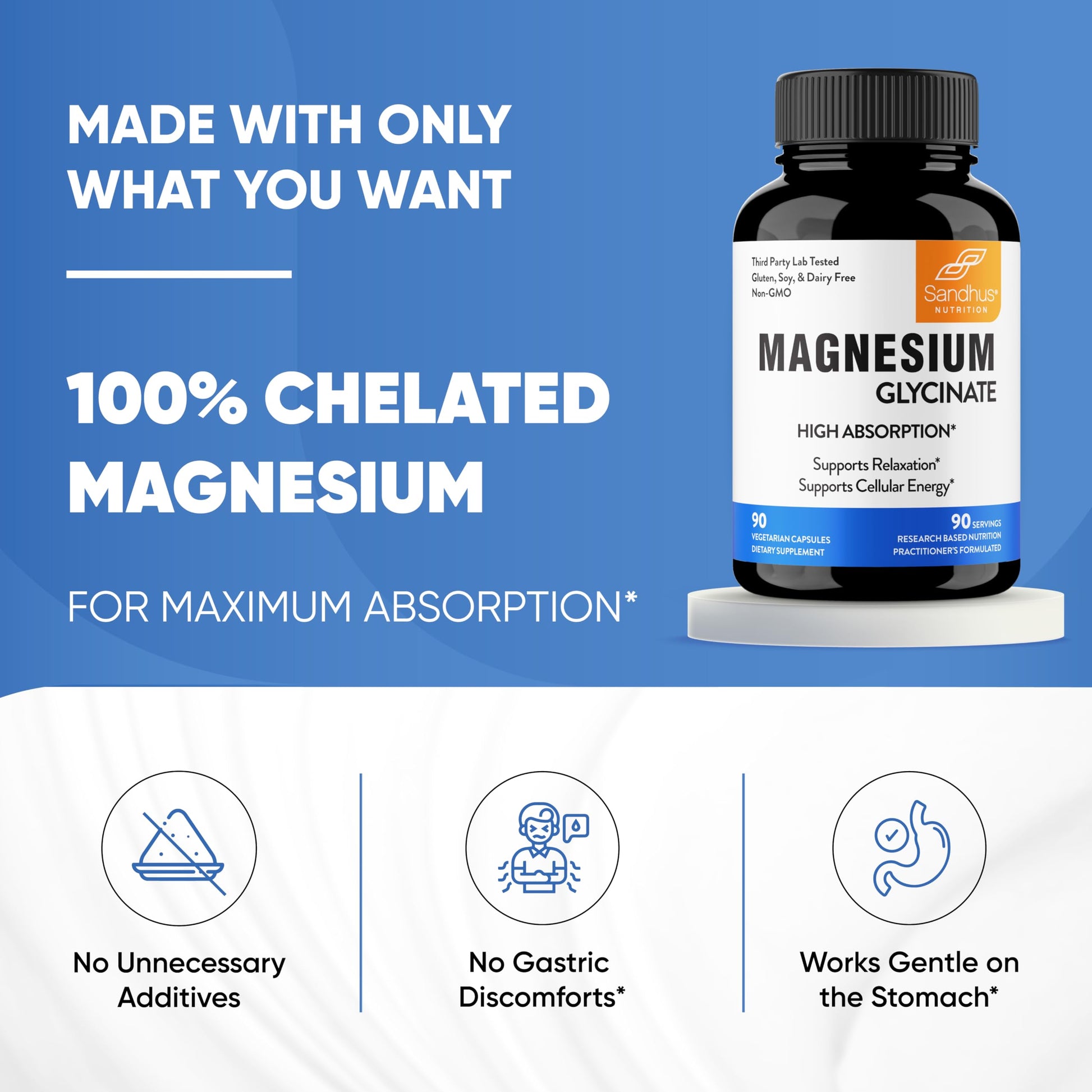 Sandhu's Superior Absorption Magnesium Glycinate 775mg|140mg Elemental Magnesium Sandhu'sAu supplements