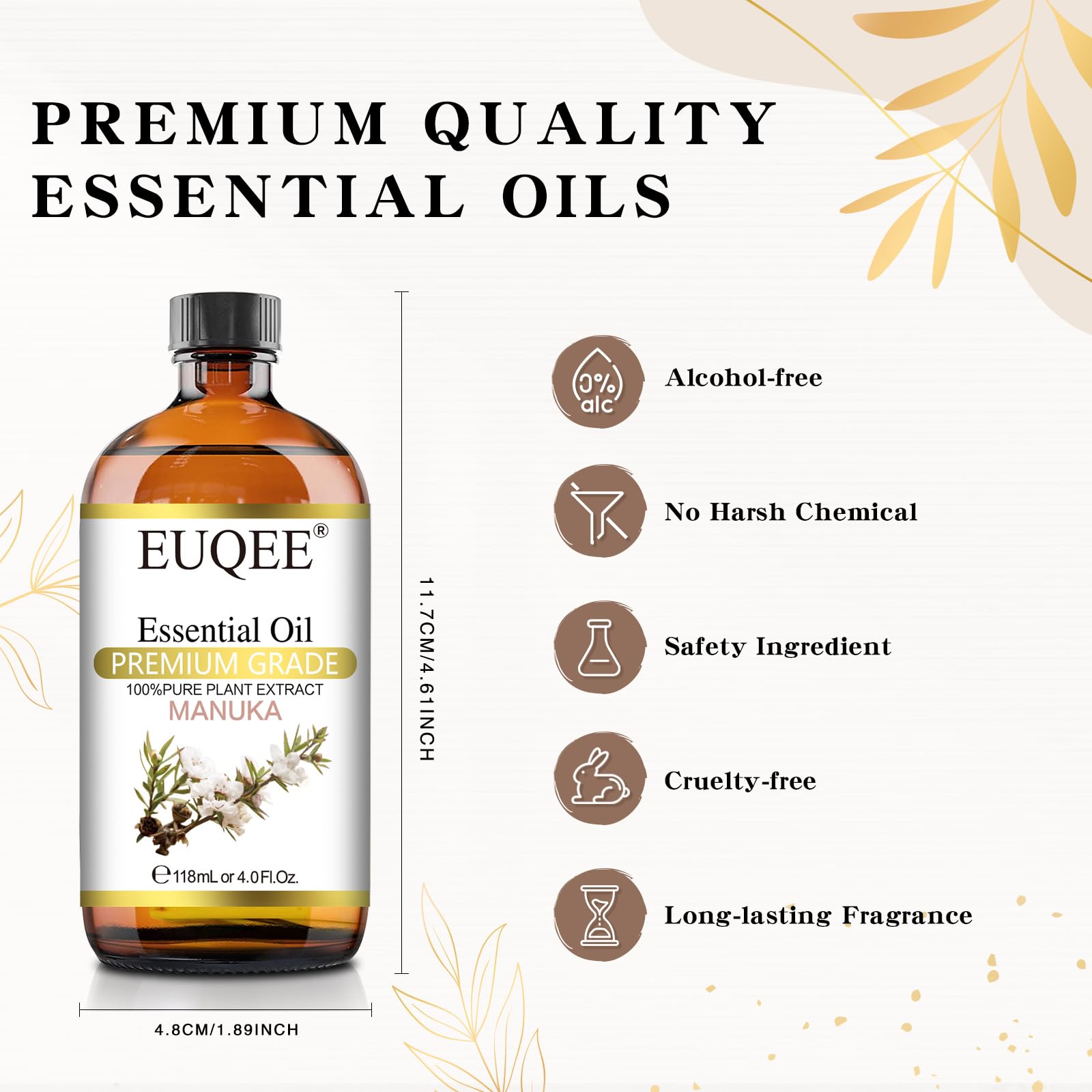 EUQEE Manuka Essential Oil 118ml Large Capacity Pure Manuka Oil with Glass Dropper for Skin EUQEEAu supplements