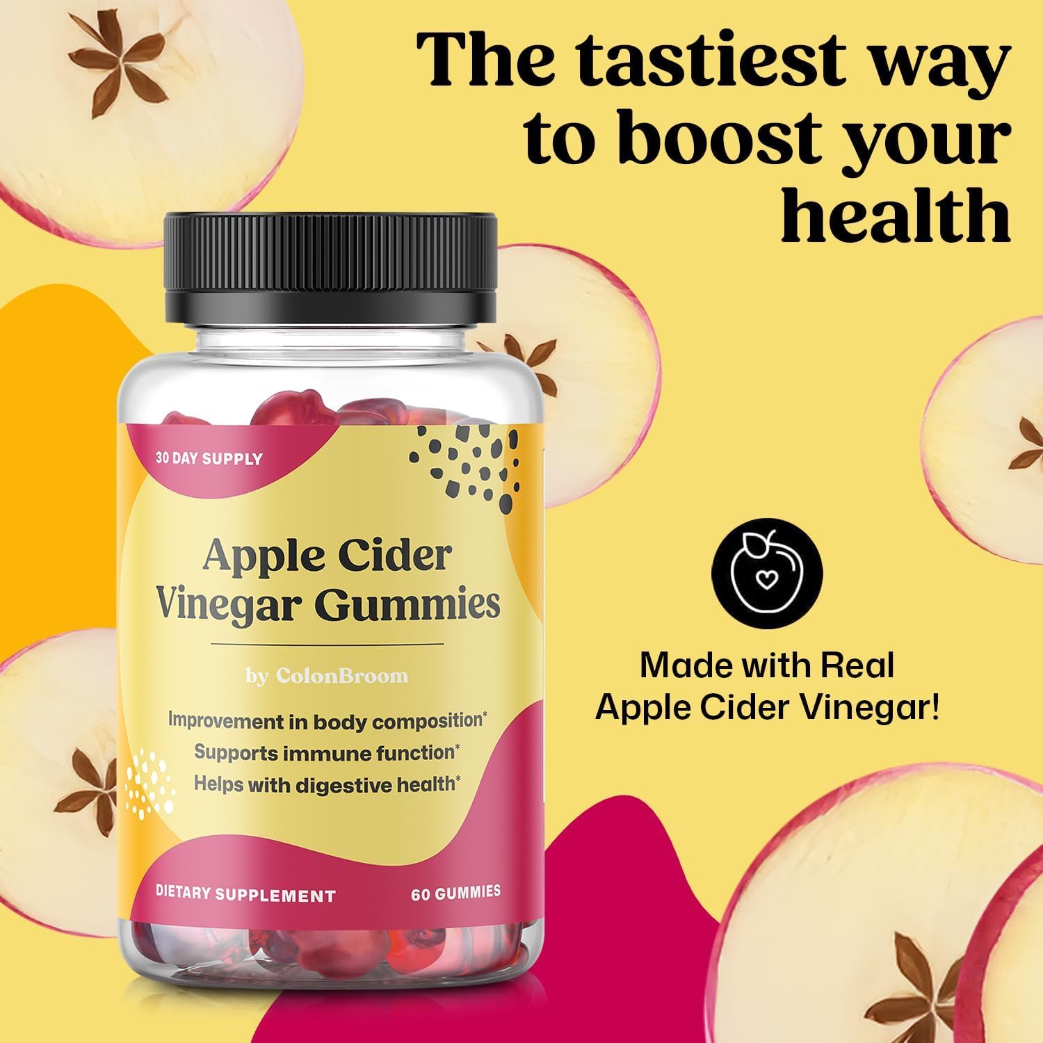 ColonBroom Apple Cider Vinegar Gummies for Women, 60 Gummies, 30 Day Supply, Vegan, Non-GMO Supplement – Supports Body Composition, Boost Metabolism & Improves Digestive Wellness ColonBroomAu supplements
