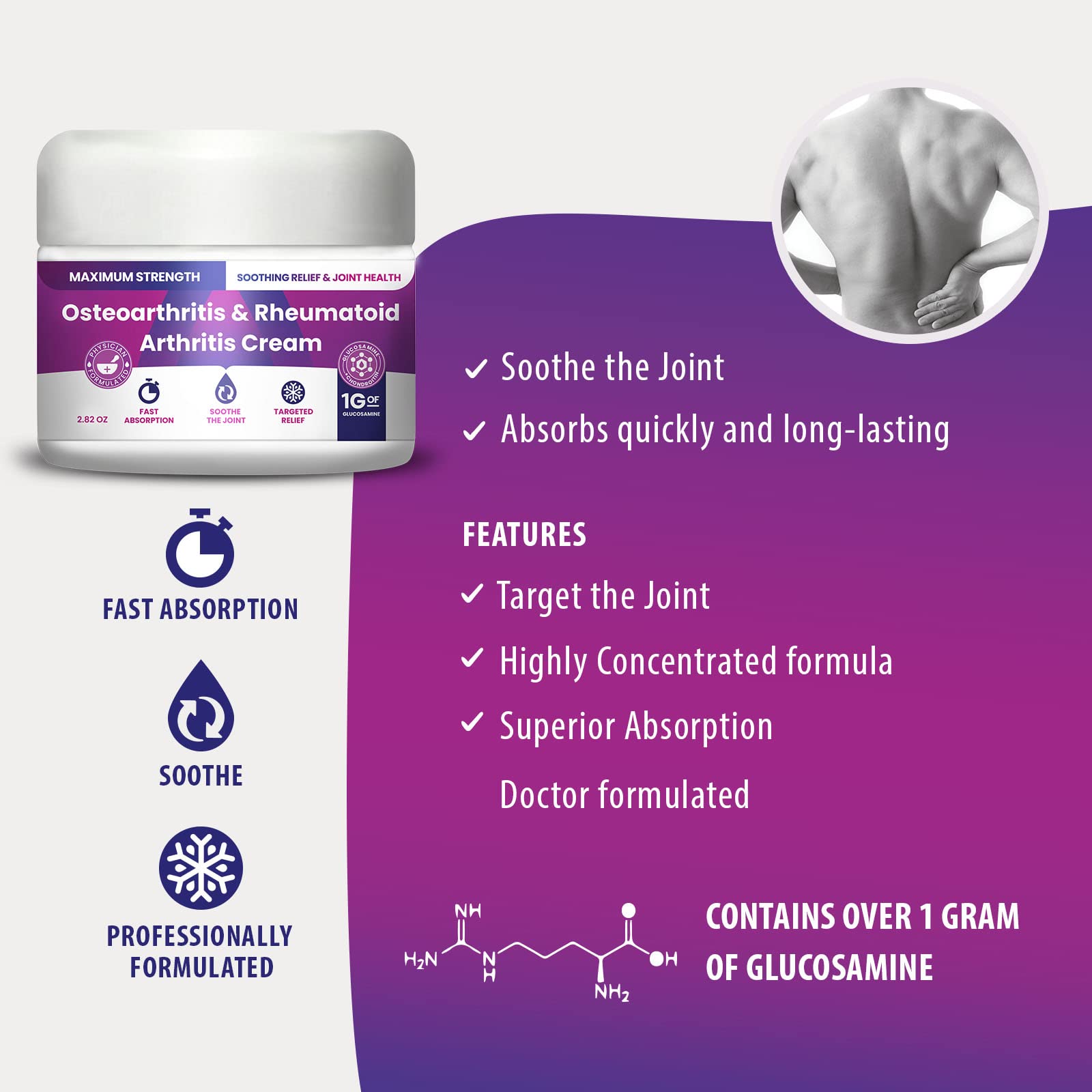 Osteoarthritis And Rhematoid Arthritis Cream By PMT – Soothing Relief For Your Knees and Hands. Includes 1 Gram Of Glucosamine; Arnica, Arginine, Glucosamine, Aloe - Cooling relief for Hands and Knees M PAIN MANAGEMENT TECHNOLOGIESAu supplements