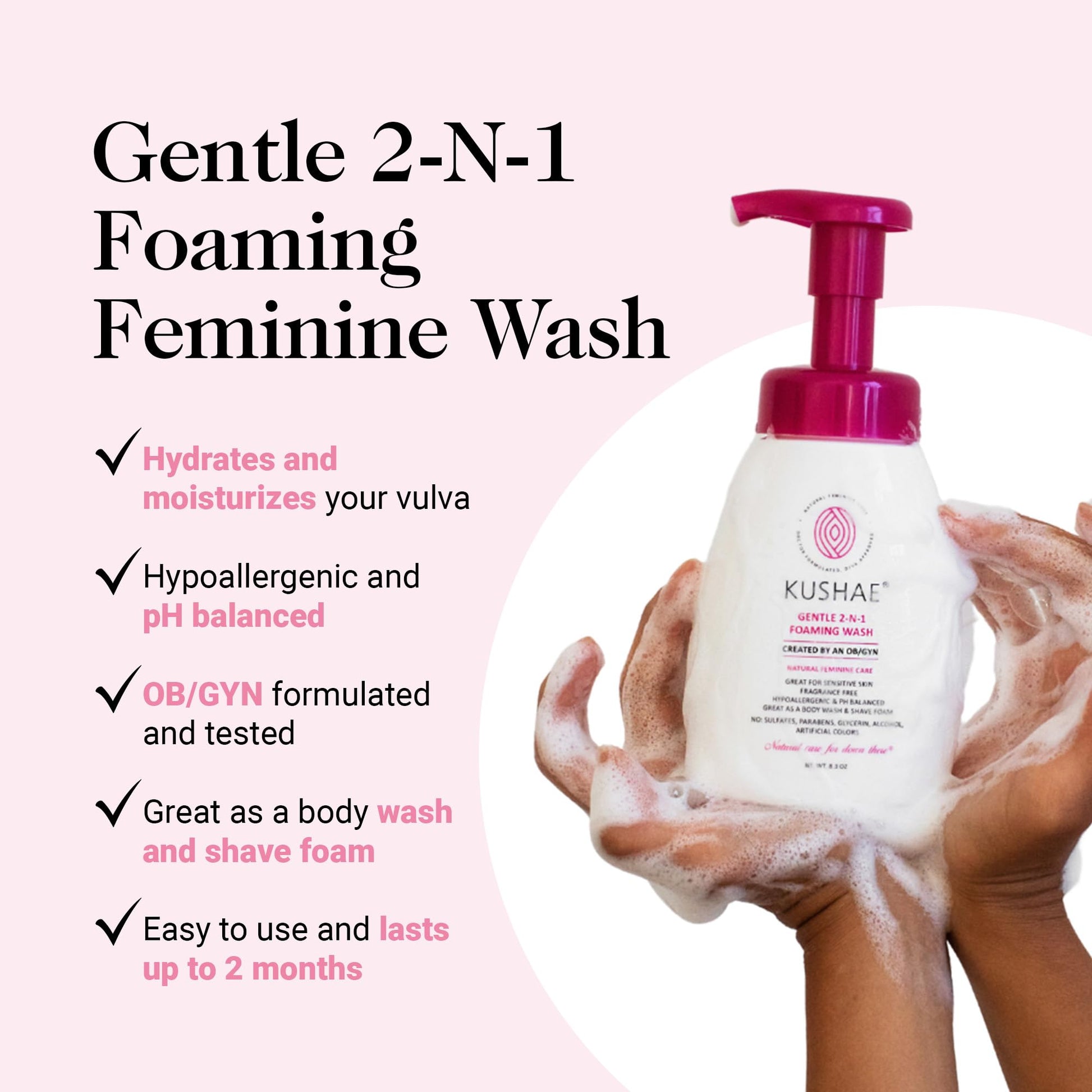 Kushae Gentle 2-in-1 Foaming Wash, pH Balance Feminine Wash for Optimal Hygiene KushaeAu supplements