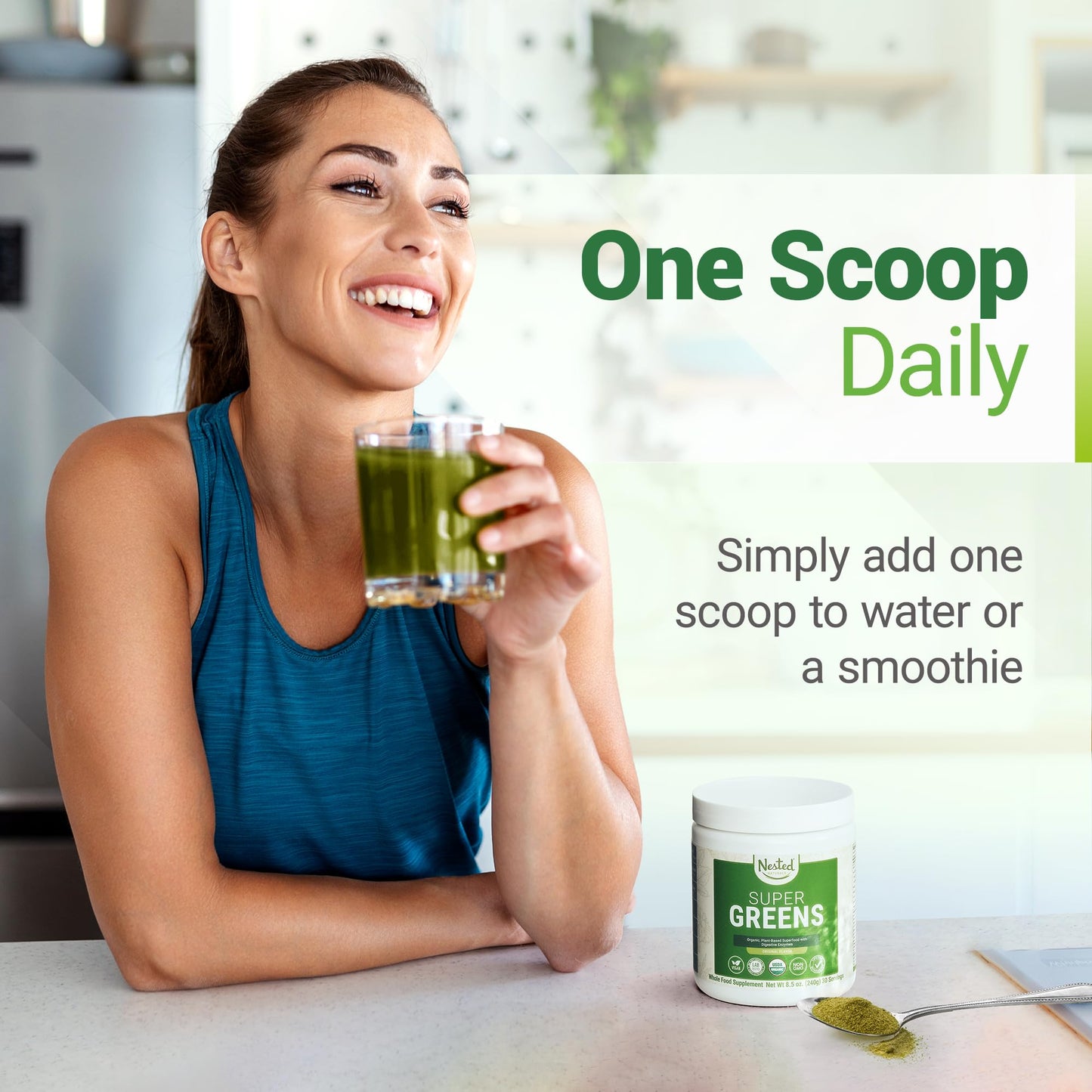 Super Greens Daily Greens Superfood Powder - Certified USDA Organic Green Powder Nested NaturalsUS supplements