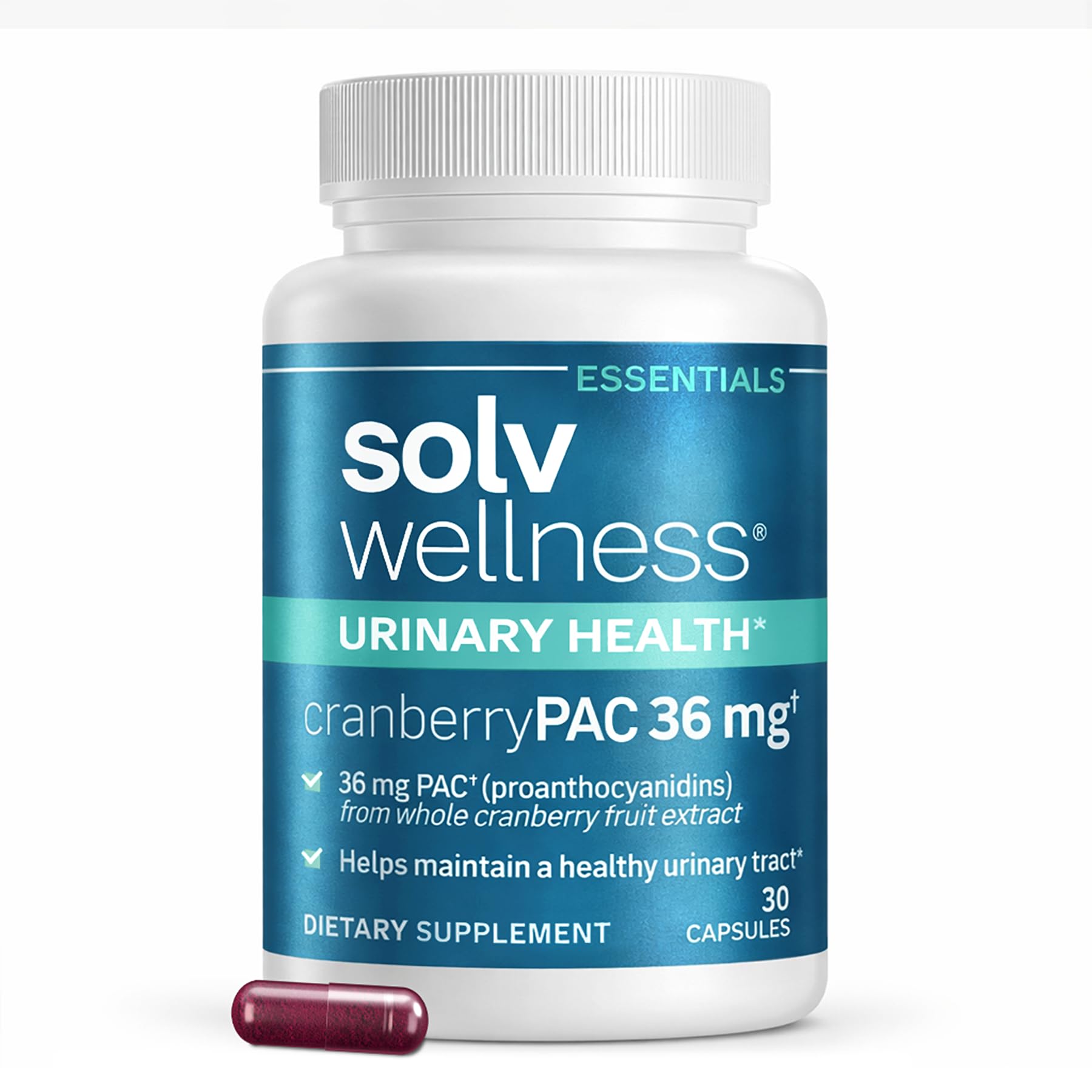 Solv Wellness Urinary Health 36 mg Cranberry PAC – Whole Cranberry Fruit Extract, Daily Urinary Tract Health Support, 30 Capsules Solv WellnessAu supplements