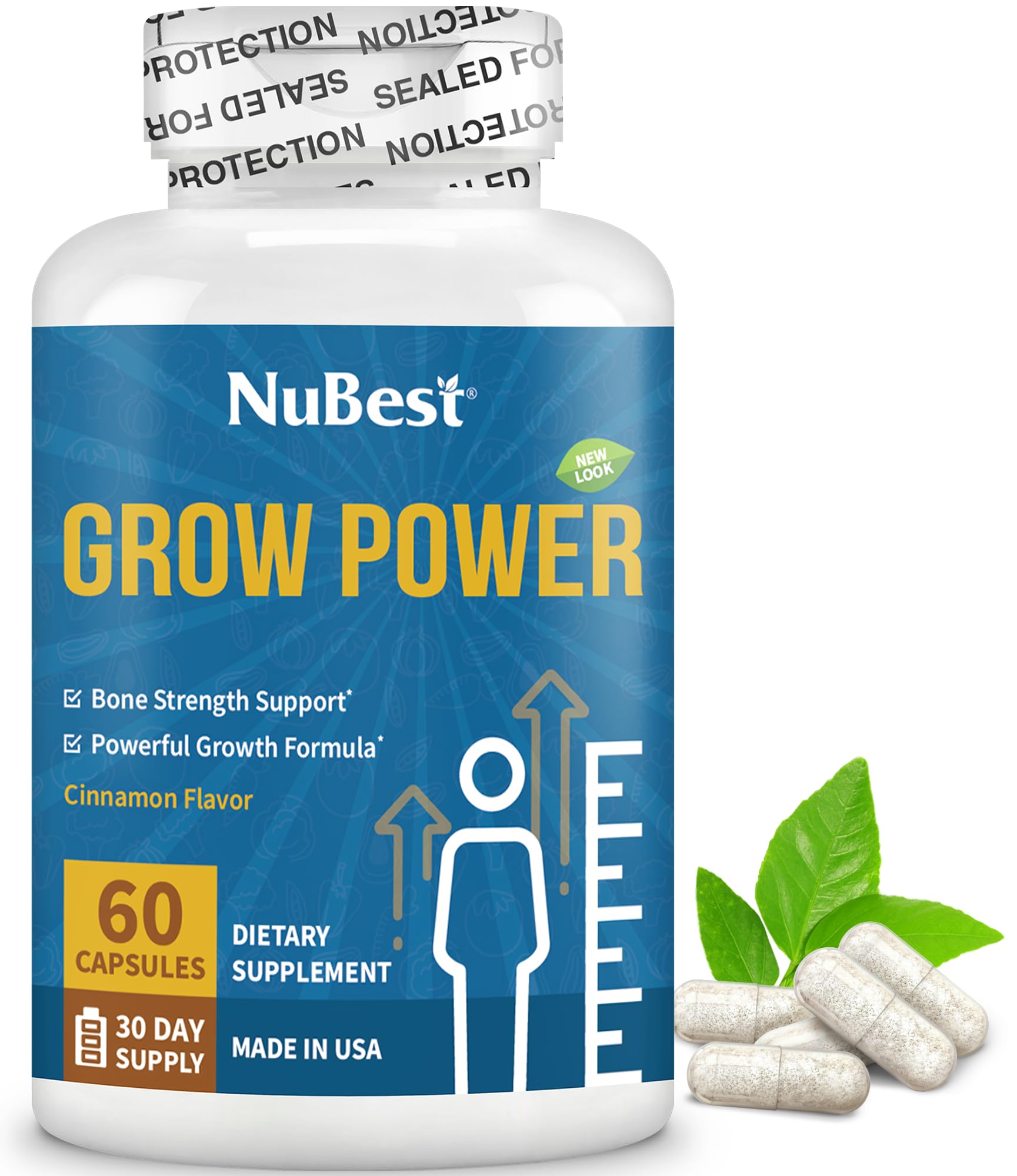 NuBest Grow Power - Calcium Supplement, Magnesium Supplement with Vitamin D3, B6, Zinc, Phosphorus and Multivitamin for Strong Bones, Overall Health for Age 10+ | 60 Capsules | 1 Month Supply NuBestAu supplements