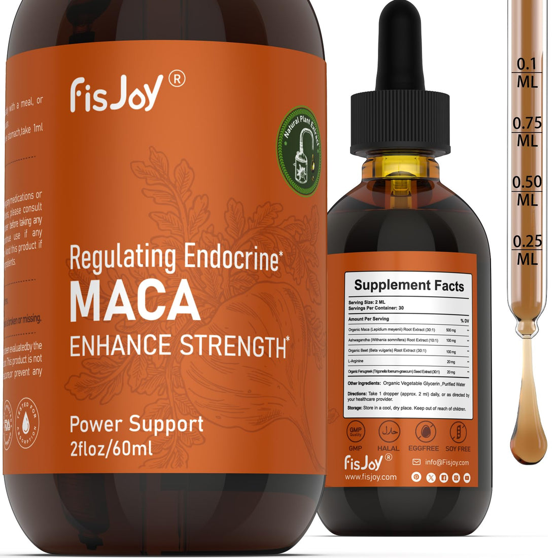 Fisjoy Organic Maca Liquid Drops with Ashwagandha & Beet Root – Supports Daily Vitality & Overall Wellness – Non-GMO, Vegan Herbal Supplement, 2 fl oz (60 mL) FisjoyAu supplements