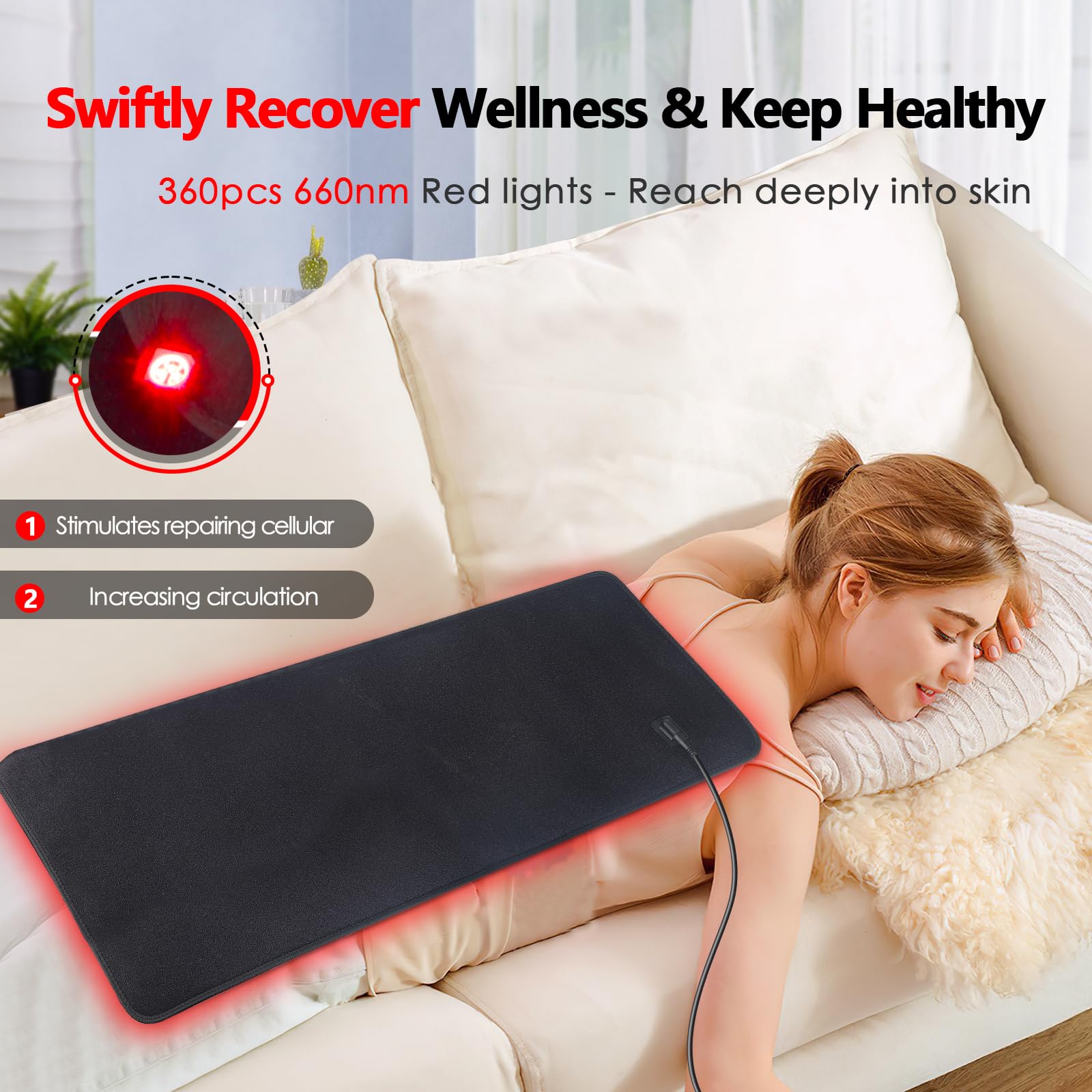 RUISQM Red Light Therapy Mat for Body - 360 LEDs Large Red & Infrared Light Therapy Pad Blanket RUISQMAu supplements