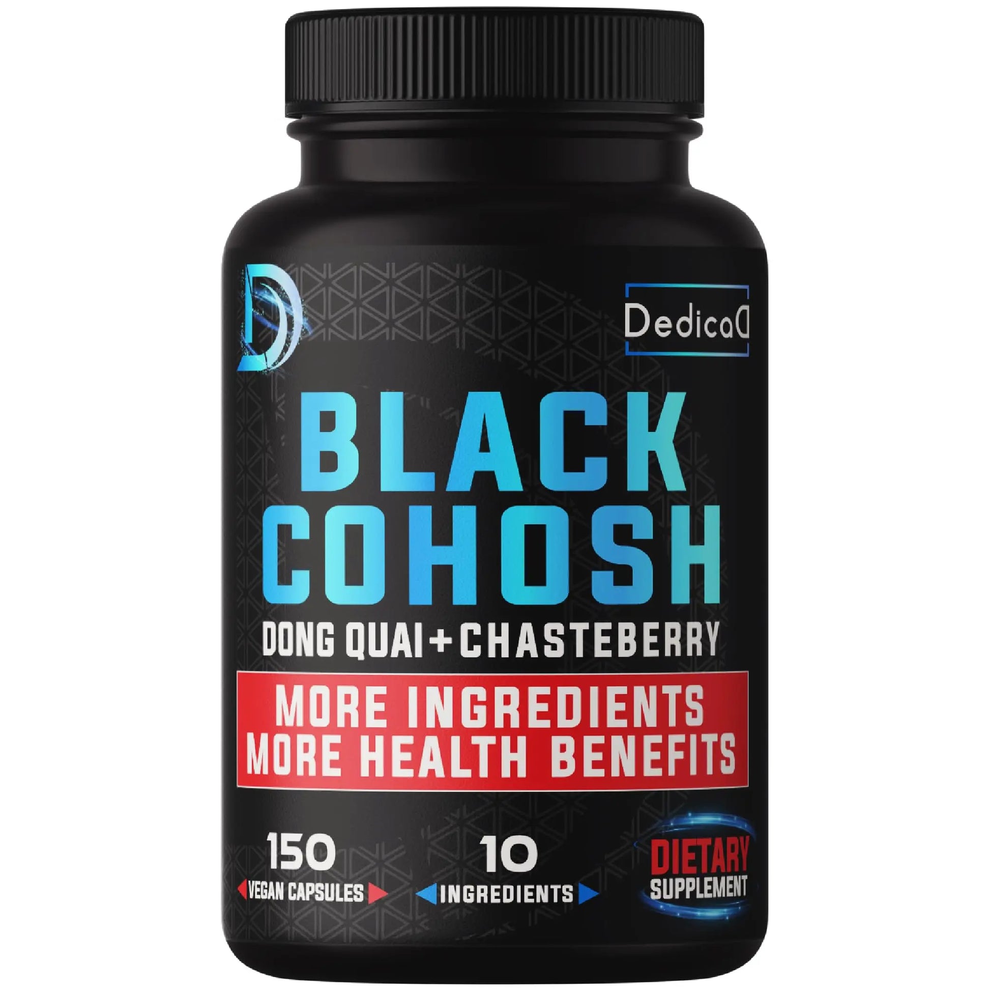 DEDICAD 12in1 Black Cohosh 5-Month Supply for Menopause Support Supplement with Dong Quai, Chasteberry, Red Raspberry, Licorice, Wild Yam & More - 150 Capsules DEDICADAu supplements