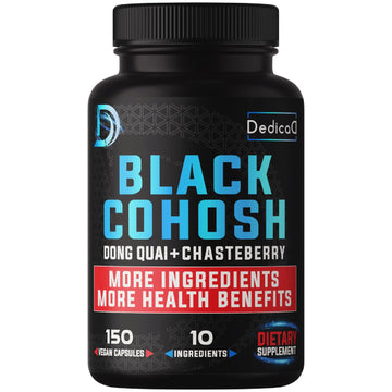 DEDICAD 12in1 Black Cohosh 5-Month Supply for Menopause Support Supplement with Dong Quai, Chasteberry, Red Raspberry, Licorice, Wild Yam & More - 150 Capsules DEDICADAu supplements