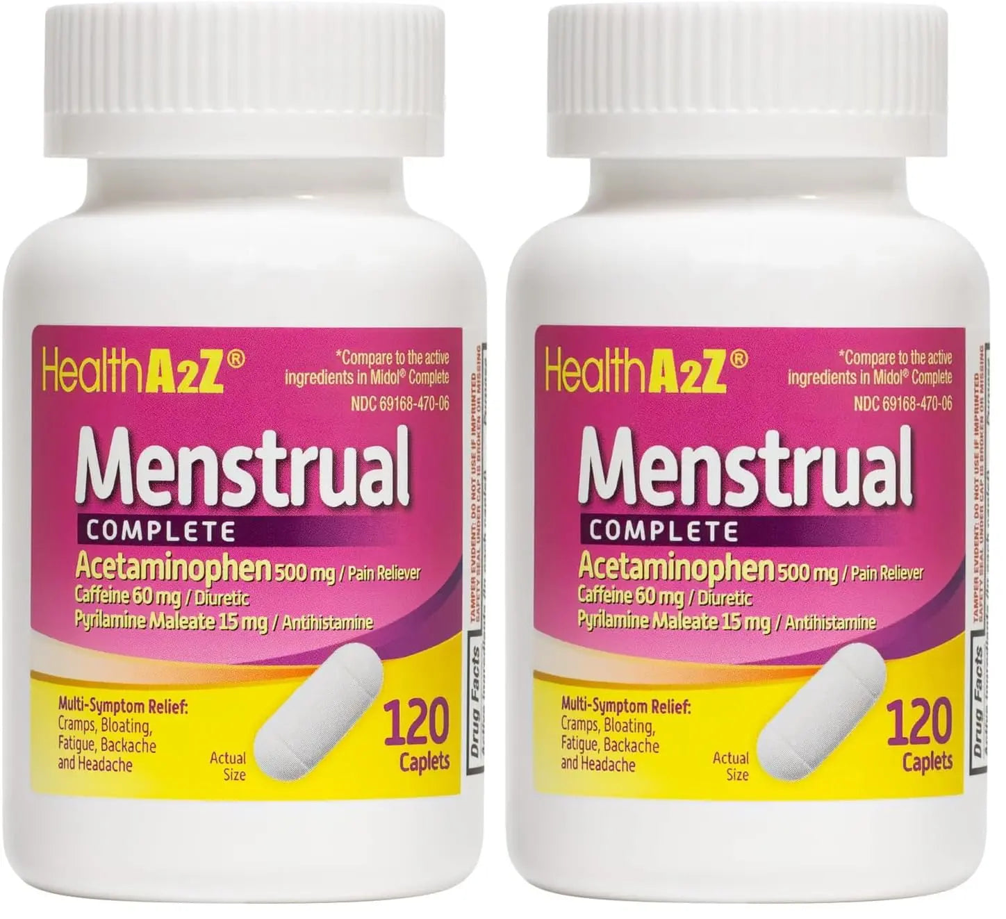 HealthA2Z® Menstrual Complete Pain Relief Tablets | Relieves Cramps, Bloating, Fatigue, Backache & Headache (120 Counts) (Pack of 2) HealthA2ZAu supplements