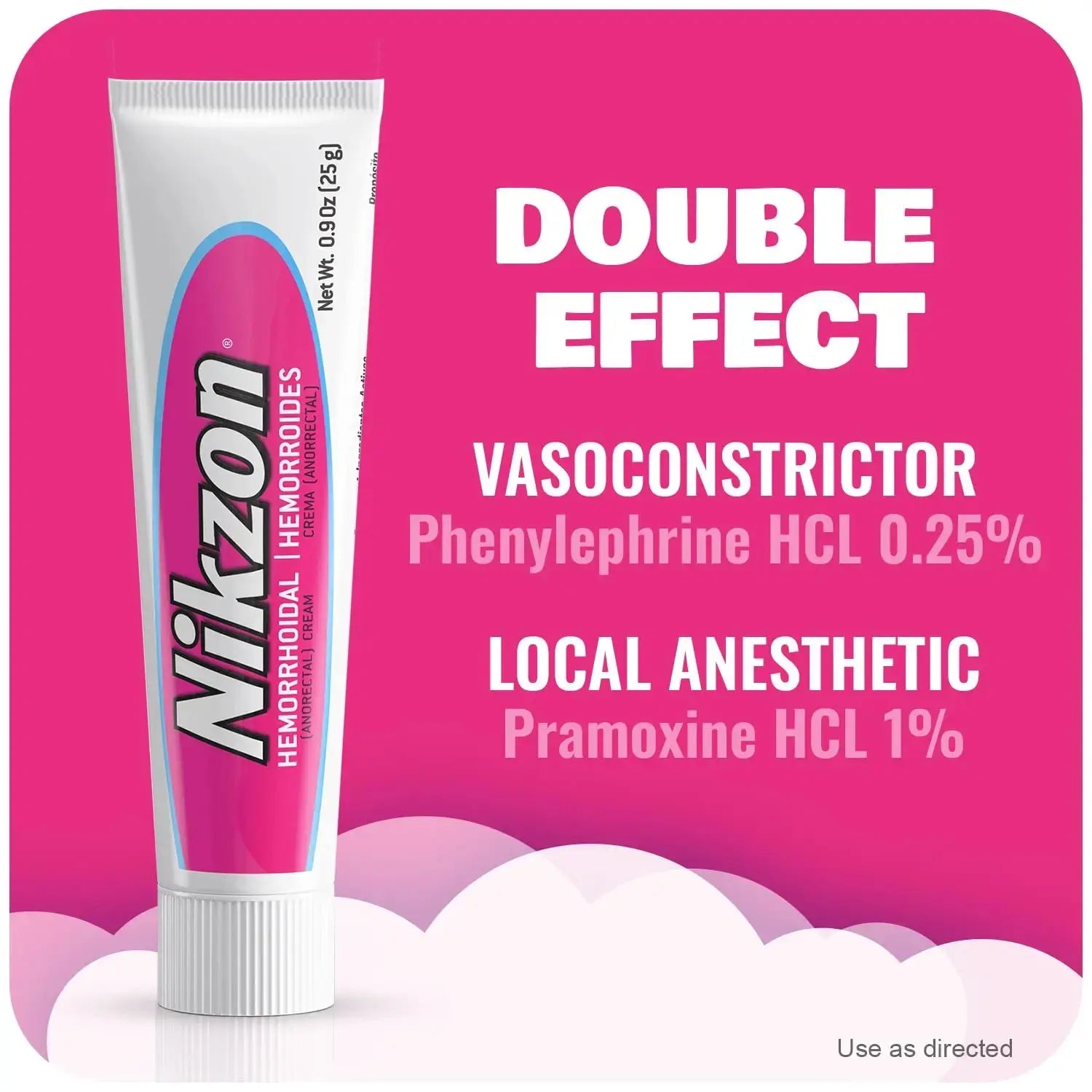 Nikzon Hemorrhoid Cream | Double Effect for Pain & Swelling, Numbs Irritated Anorectal Area, Soothing & Fast-Acting Formula, Dual-Action Hemorrhoid Treatment, 0.9 Oz, 1-Pack NikzonAu supplements