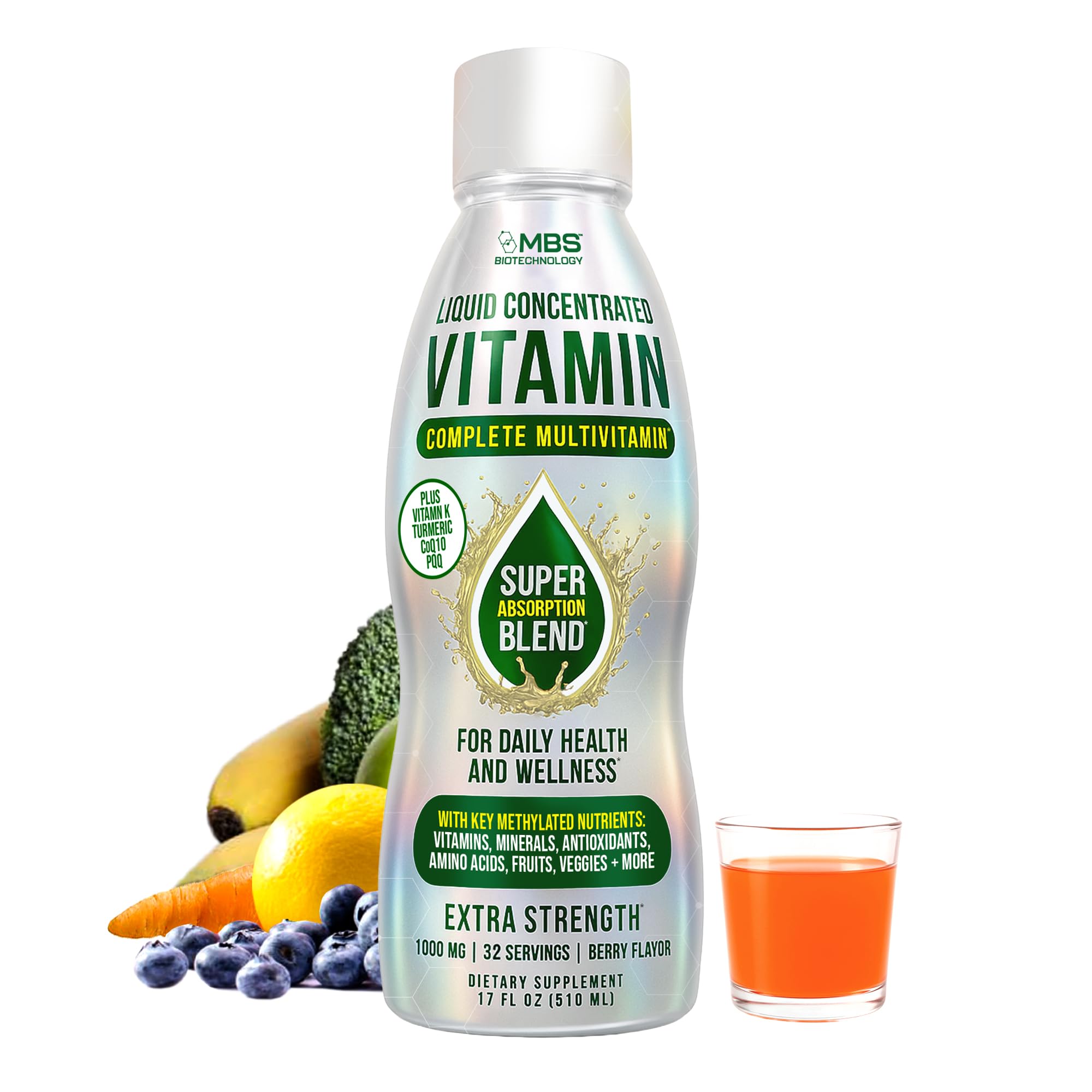 MBS Biotechnology Liquid Multivitamin for Adults – Complete High-Absorption Daily Vitamin with Superfoods, CoQ10, B-Complex, Turmeric & PQQ – Immune & Energy Support – Berry Flavor, 17 oz MBS BiotechnologyAu supplements