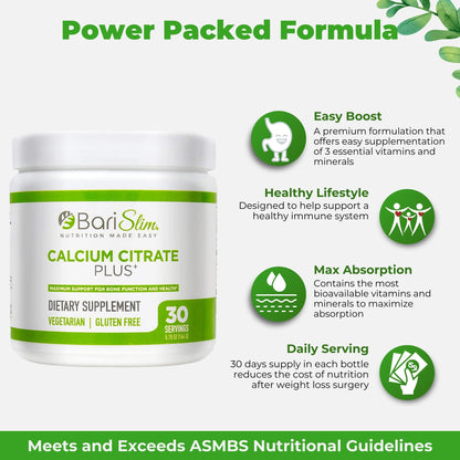 BariSlim Bariatric Calcium Citrate Plus Powder - Formulated for Patients After Weight Loss BariSlimUS supplements