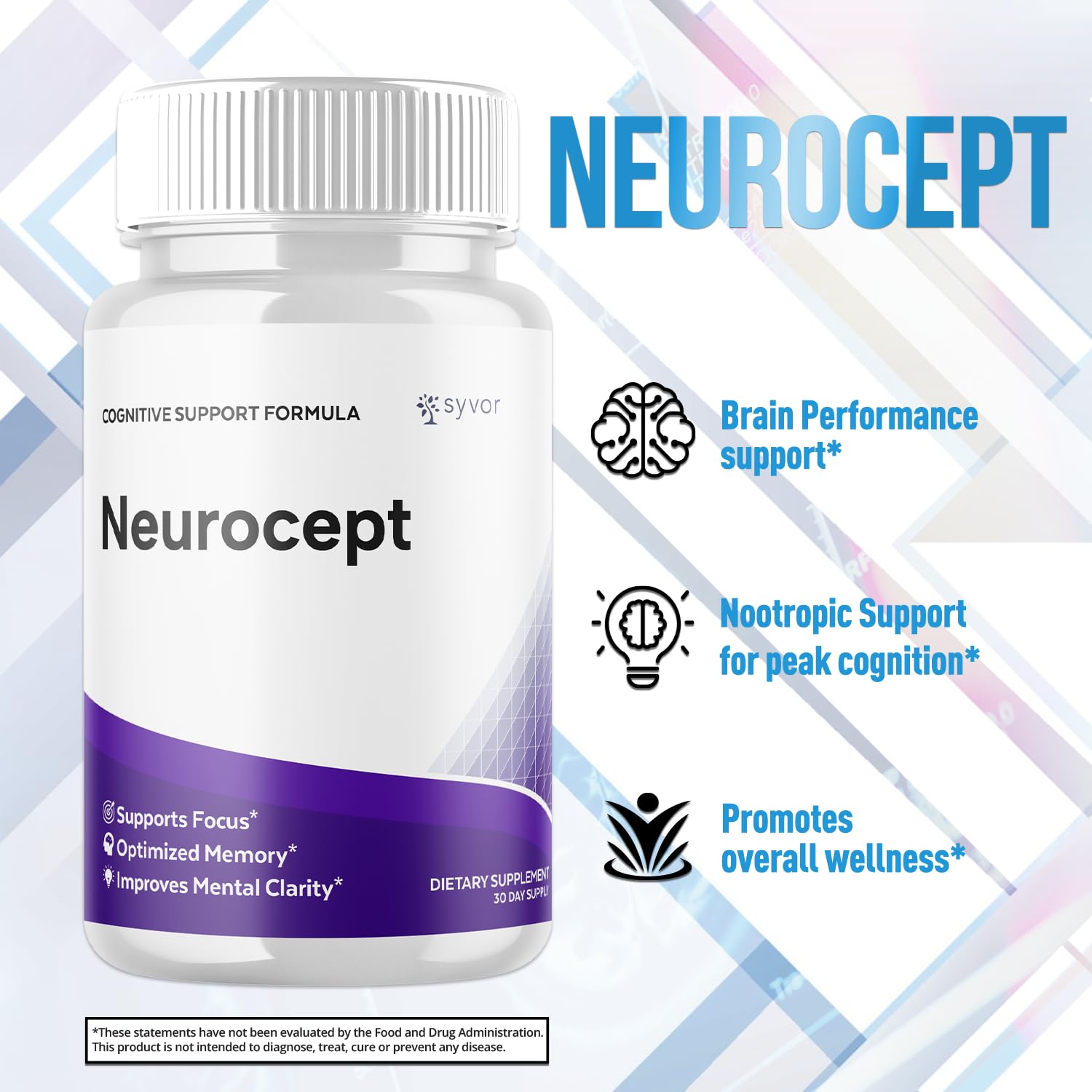 Neurocept Capsules, Official Neurocept Brain Supplement Pills with All Natural Ingredients, Advanced Formula Support Pills with Maximum Strength Premium Vitamins for Women and Men (60 Capsules) SyvorAu supplements