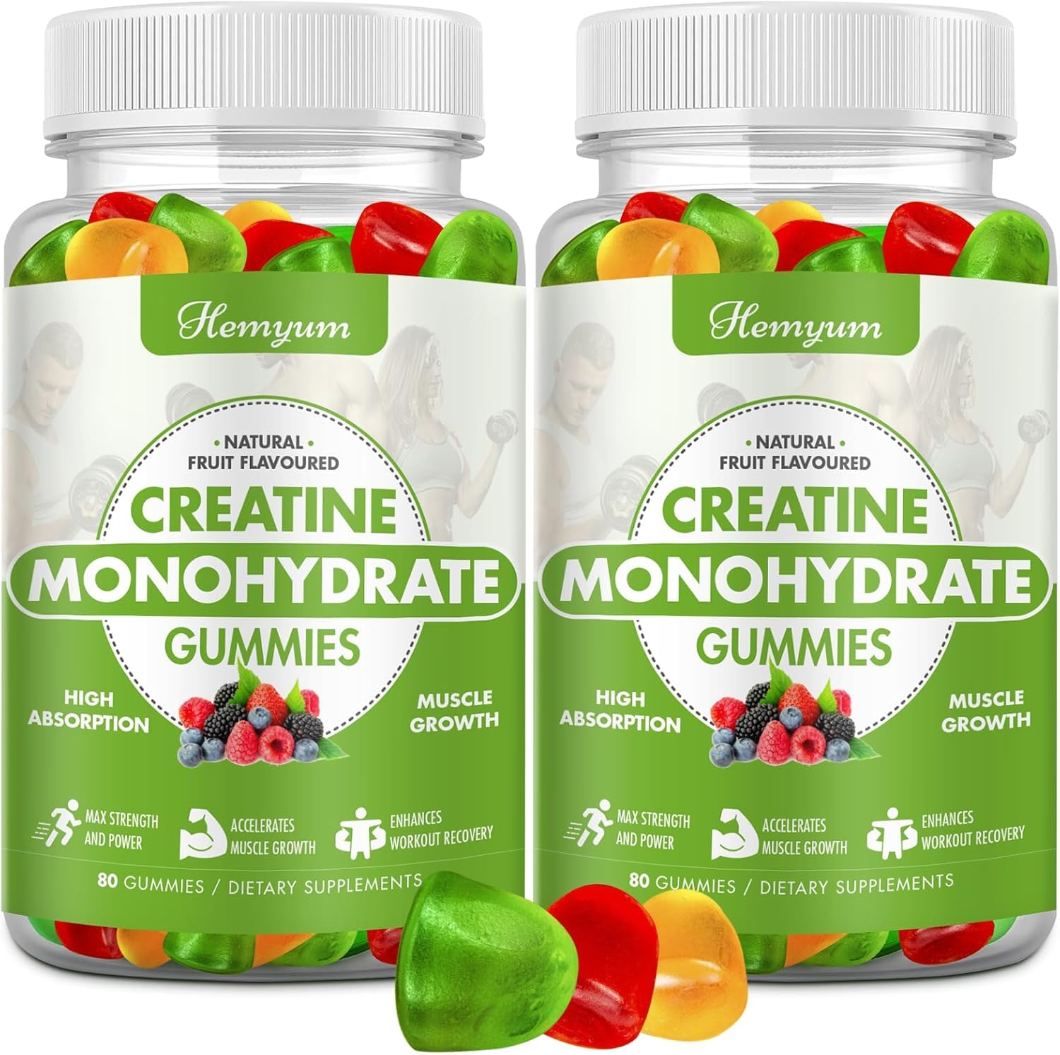 Creatine Monohydrate Gummies - Pre-Workout Creatine for Women Men, Enhanced Muscle Strength, Boost Focus and Endurance, Muscle Builder,Complex L-Taurine + Vitamin B12,Vegan, Gluten-Free 160 Count HemyumAu supplements