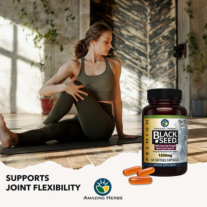 Amazing Herbs Premium Black Seed Oil Capsules - High Potency, Cold Pressed Nigella Amazing HerbsUS supplements