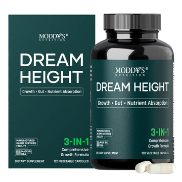 Moddy's Nutrition DreamHeight Growth Supplement for Kids & Teens, Bone, Immune & Sleep Support, Clinically Studied Formula, 120 Small Easy-to-Swallow Capsules Moddy's NutritionAu supplements