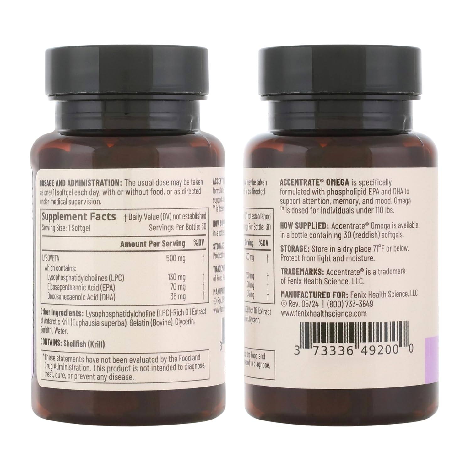 Omega w/LYSOVETA LPC | EPA & DHA Supplements for Brain Health | Focus, Attention, Memory, & Mood | 6X Higher Absorption Than Fish Oil | Omega-3 Fatty Acid Supplements | Highest Potency LPC-DHA AccentrateAu supplements