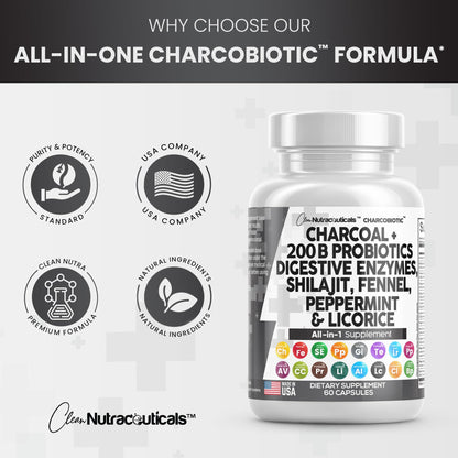 Clean Nutra Activated Charcoal Capsules 1000mg Shilajit 5000mg Pills Clean NutraceuticalsUS supplements