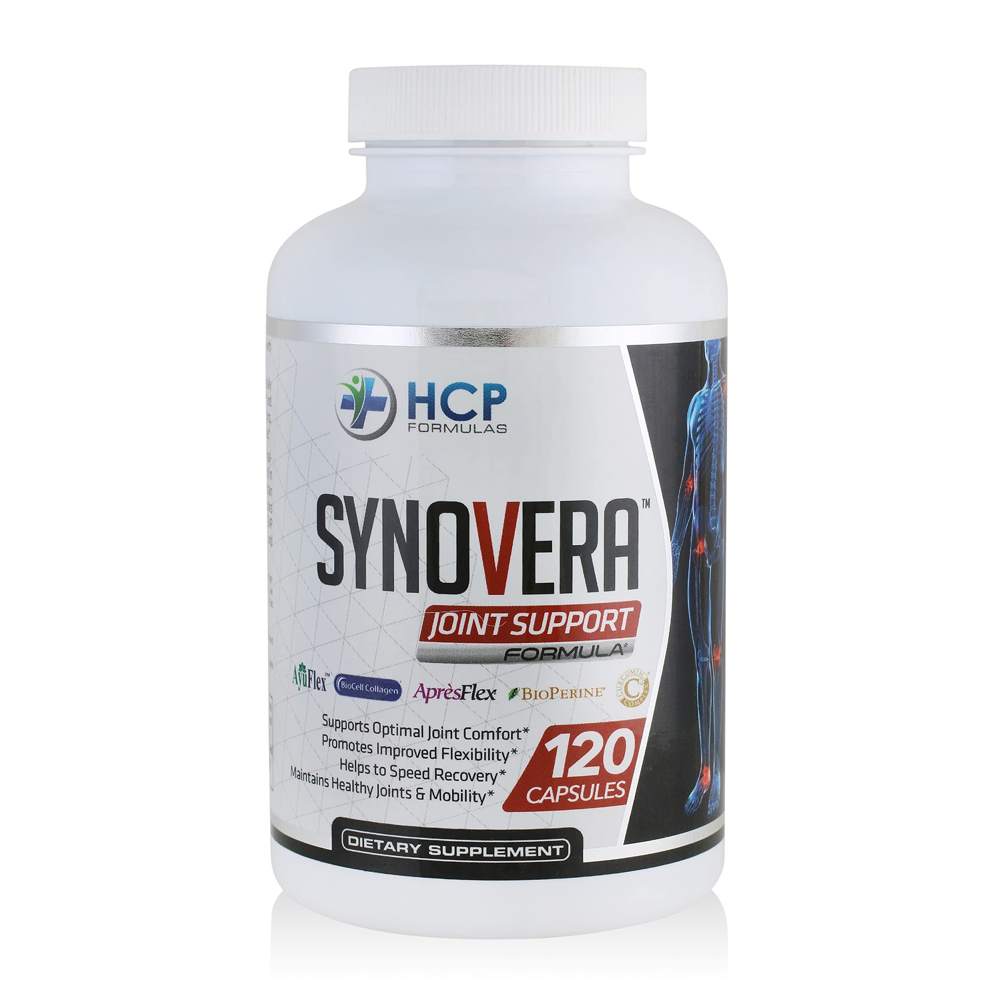 HCP Formulas - Synovera - Joint Support Complex with Turmeric Extract & Collagen - Mobility & Flexibility - Healthy Joints, Tendon, Ligament, and Synovial Tissue - Dietary Supplement - 120 Caps HCP FormulasAu supplements