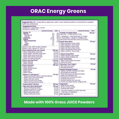 Paradise ORAC Energy Greens Powder Extract, Super Antioxidants, Probiotics for Gut Paradise HerbsUS supplements