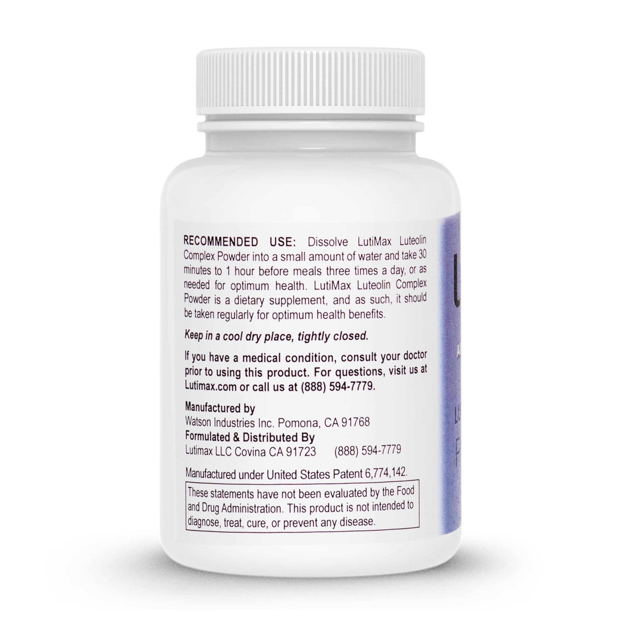 Lutimax Luteolin Complex Powder Brain Supplement with Rutin - Nootropic Brain Supplements for Memory and Focus to Improve Brain Health - Antioxidant Supplement for Immune Support - 100 Servings Solo LutiAu supplements