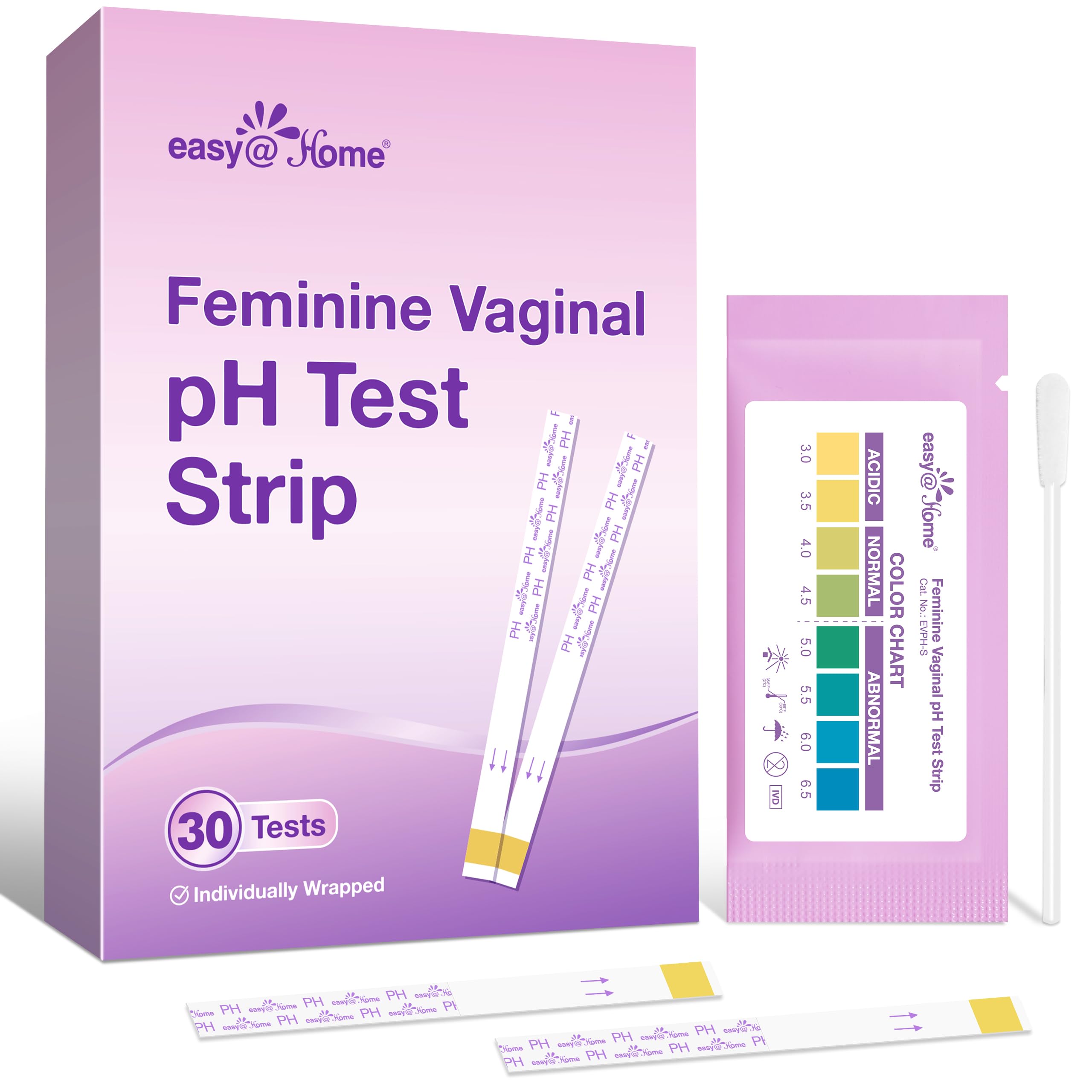 Easy@Home Vaginal pH Test -30 Strips | BV Test Kit at Home for Women | Yeast Infection Test + pH Balance Easy@HomeAu supplements