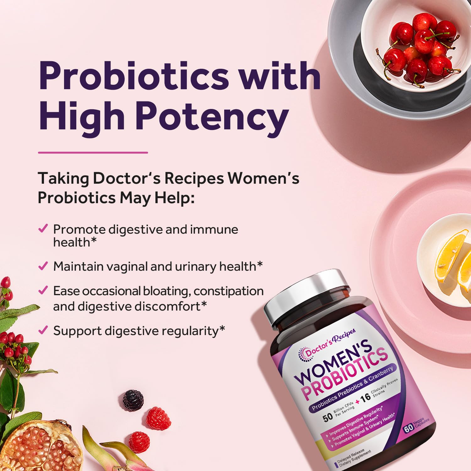 Doctor's Recipes Women's Probiotics, 50 Billion CFU 16 Strains, with Organic Prebiotics Doctor's RecipesAu supplements