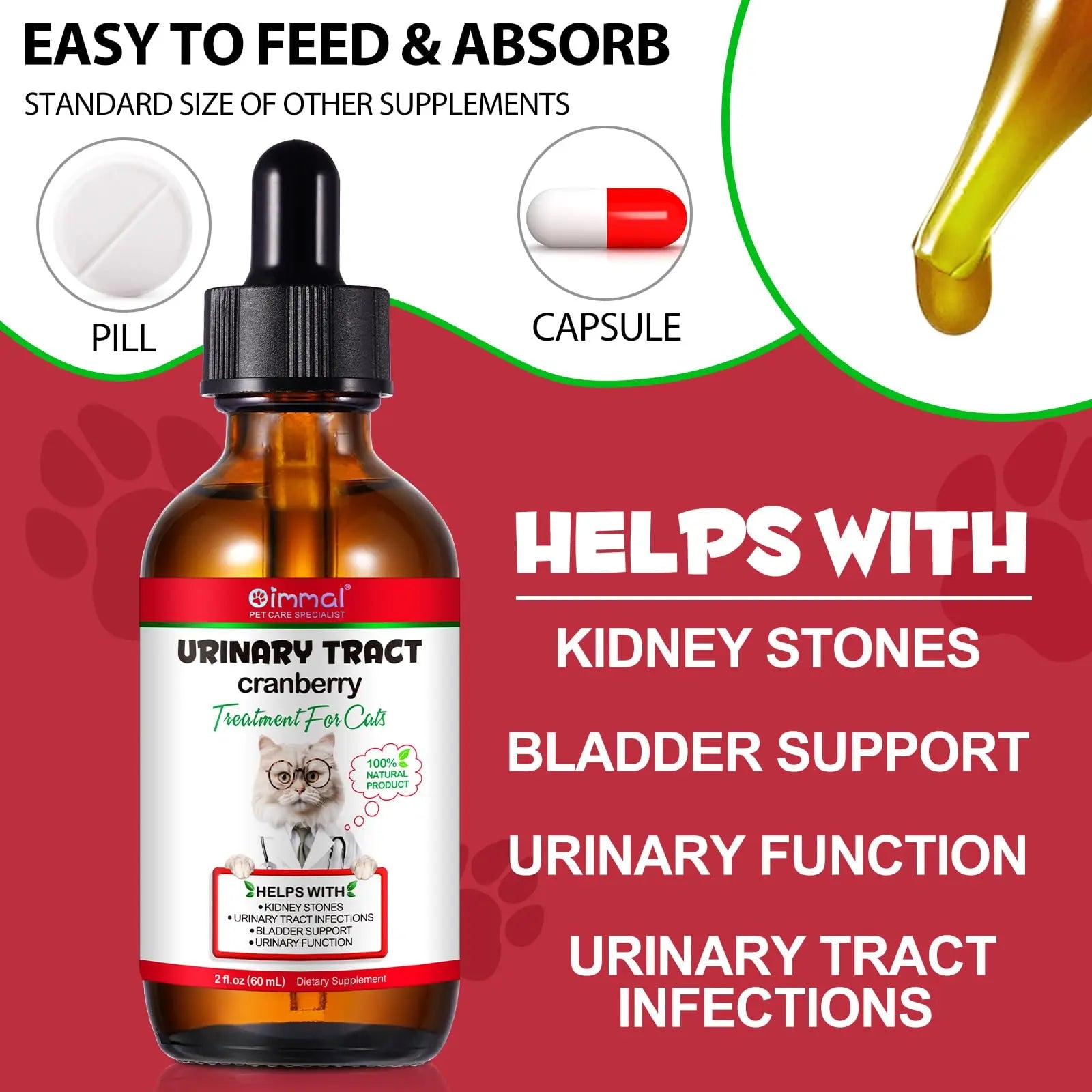 Cat Urinary Tract Infection Treatment, Cat UTI Treatment Drops Supports Bladder, Kidney Stone, Cranberry Kidney Bladder Support Supplement, Chicken Flavor, 60ml BTQAFVZTAu supplements