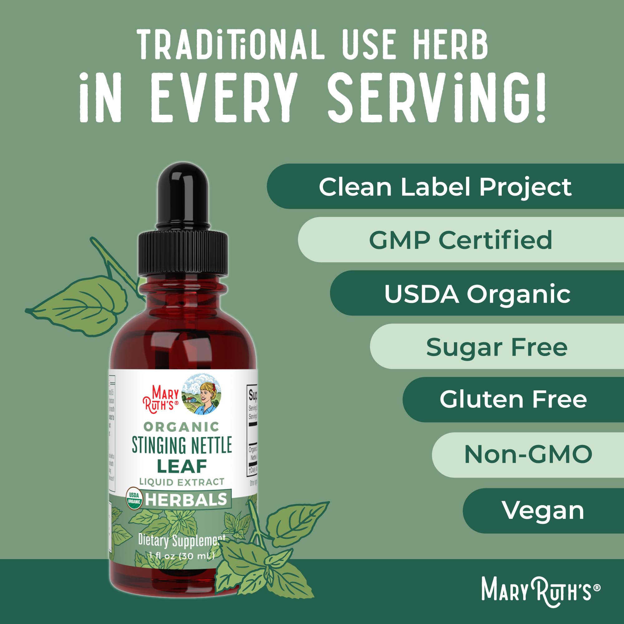 MaryRuth Organics Stinging Nettle Leaf Extract | Detox Supplement Herbal Drops | USDA Organic | Vegan | Non-GMO | Gluten Free | 1 Fluid Oz MARYRUTH'SUS supplements