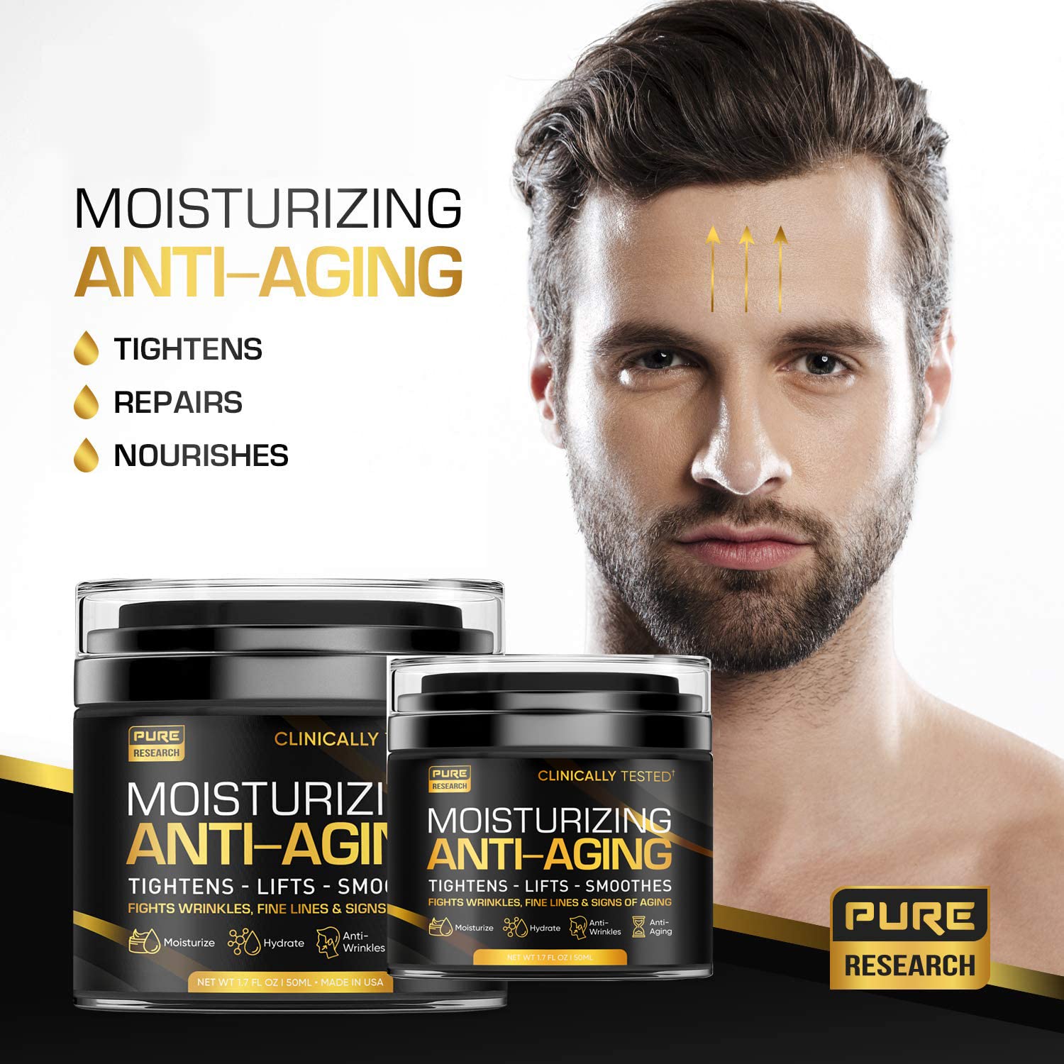 Men's Face Cream Moisturizer - Anti-Aging Cream For Men, Collagen, Retinol & Hyaluronic PURE RESEARCHUS supplements