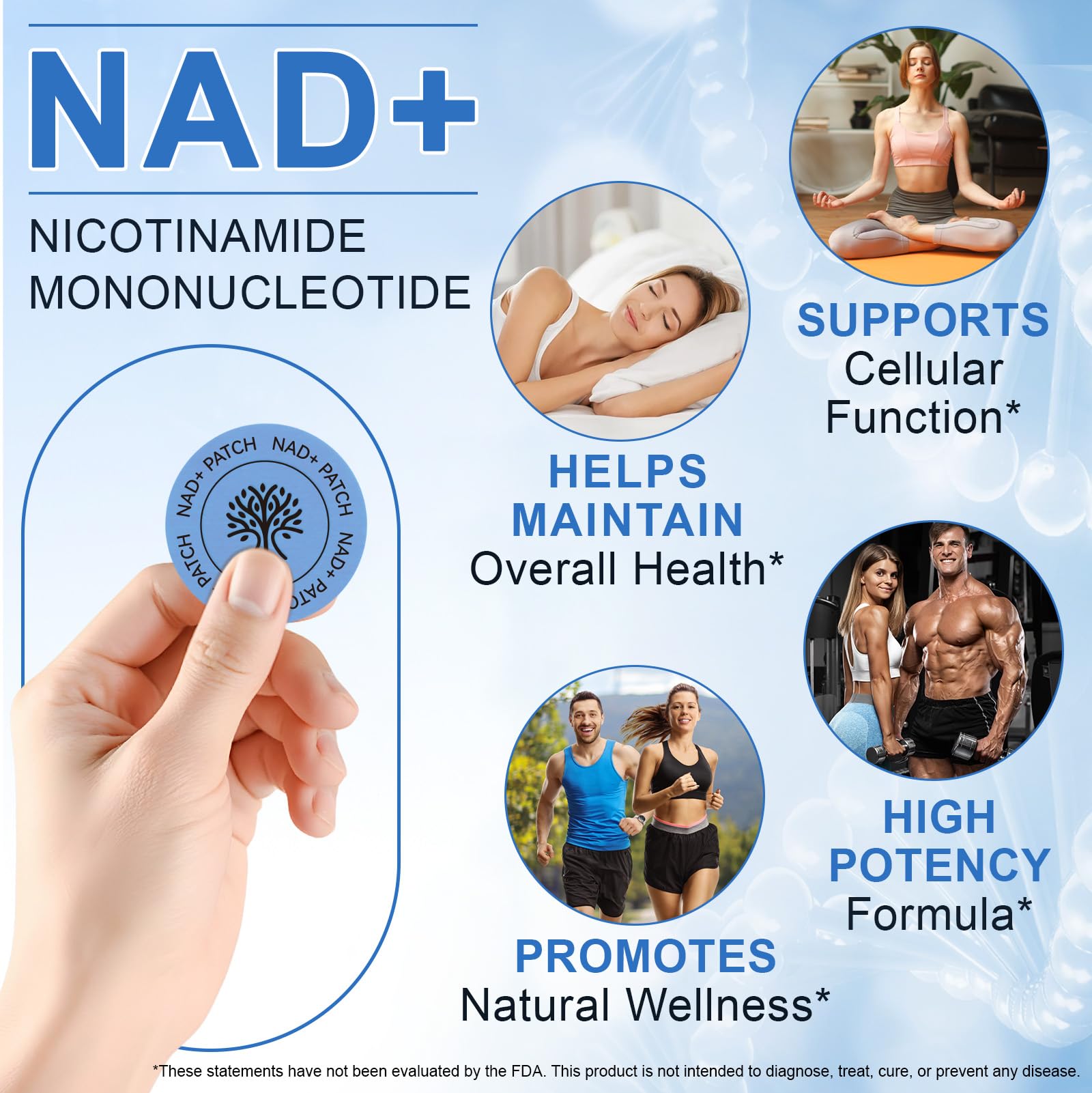 NAD Patches for Women & Men,One-Stop Solution for Skin and Wellness Support | NMNH, Resveratrol, Hyaluronic Acid, Vitamin C, & Coq10 l Premium 8-Hour Time-Release Patch for Enhanced Absorption MAYPJHEHAu supplements