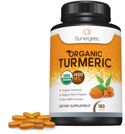 Sunergetic USDA Certified Organic Turmeric Supplement – Includes Organic Turmeric SunergeticUS supplements