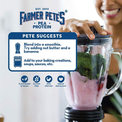 Farmer Pete's Pea Protein Powder 1kg - Dairy Free, Gluten Free, Natural Plant Based Vegan Protein Powder Isolate (1kg) Farmer Pete'sUS supplements