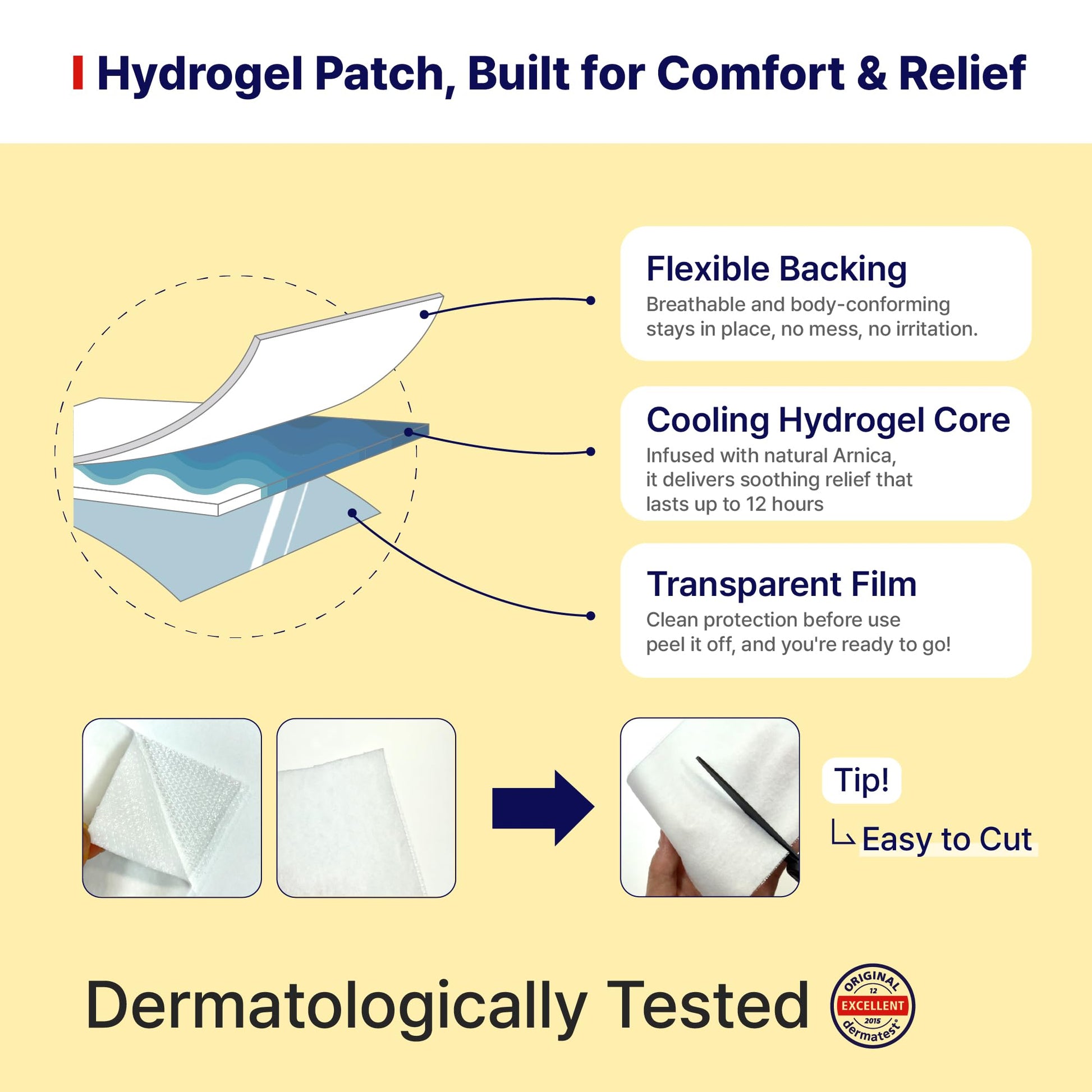 Arnica Hydrogel Pain Relief Patches | Natural Relief for Muscle, Joint, Bruises & Swelling | Flexible, Non-Greasy & Long-Lasting | Great for Back, Knee & Neck Pain (3.9"x4.7", 10, Count) Wooshin LabottachAu supplements