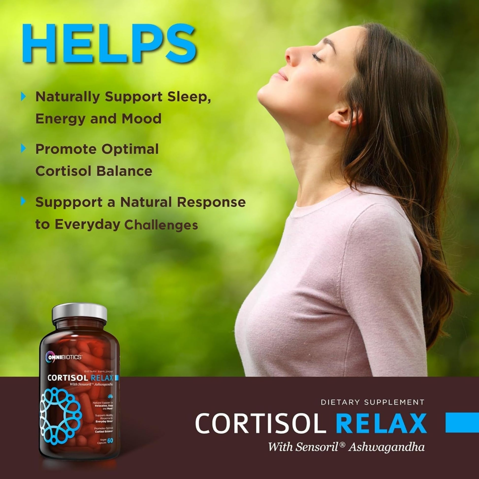 OmniBiotics Cortisol Supplement for Women and Men - High Cortisol Manager with Ashwagandha, L-Theanine, Magnolia Extract, Phosphatidylserine to Support Relaxation, Calm, Detox - 60 Vegan Capsules OmniBioticsAu supplements